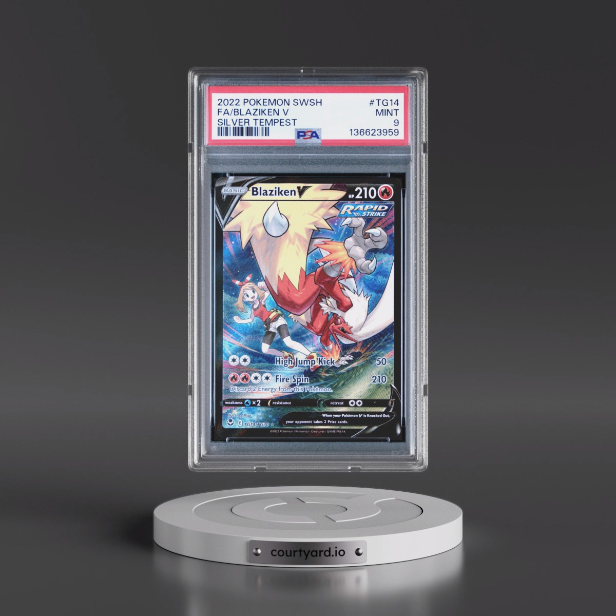 2022 Pokémon Sword & Shield Silver Tempest #TG14 Blaziken V - Holo Full Art (PSA 9 MINT)