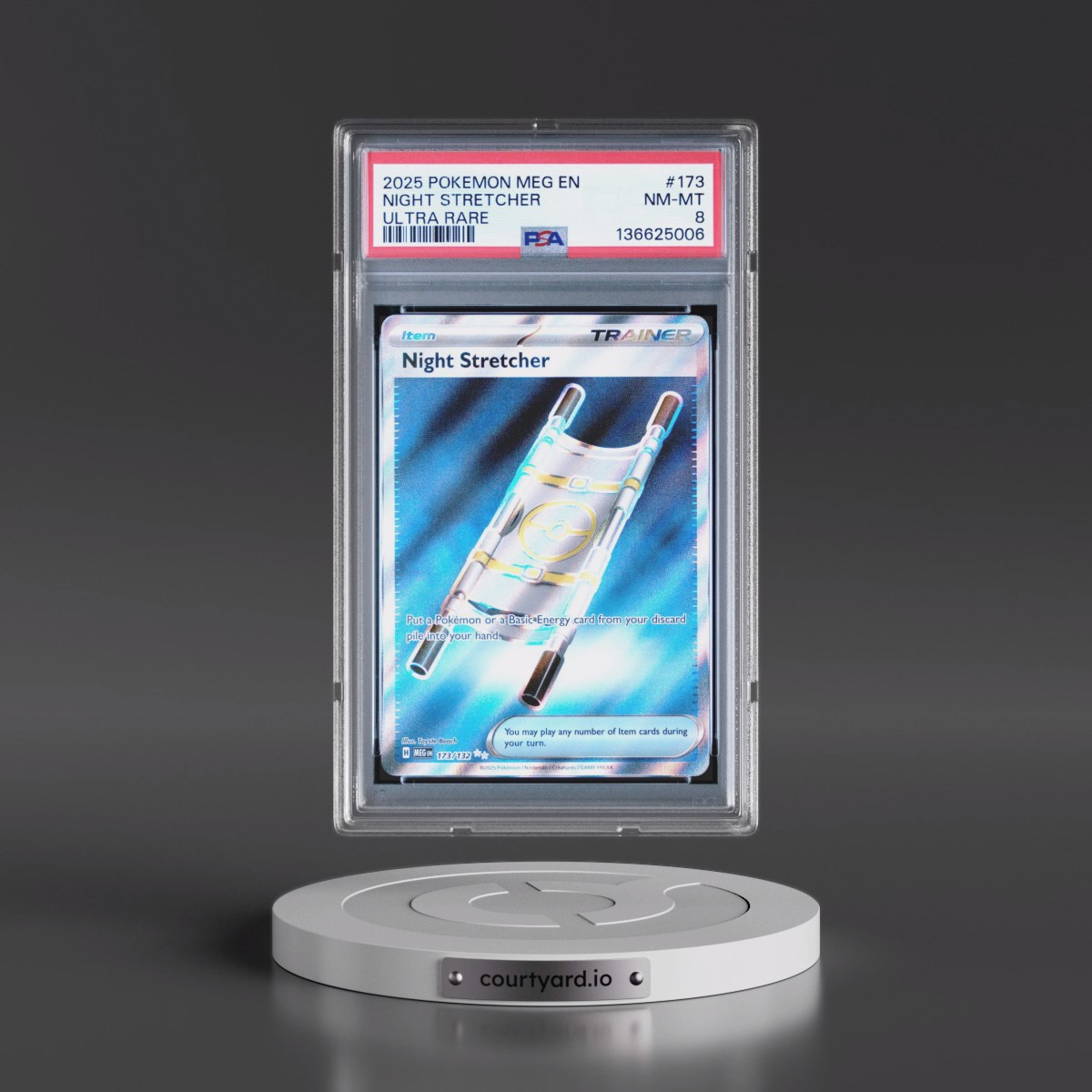 2025 Pokémon Meg EN-Mega Evolution #173 Night Stretcher - Ultra Rare (PSA 8 NM-MT)