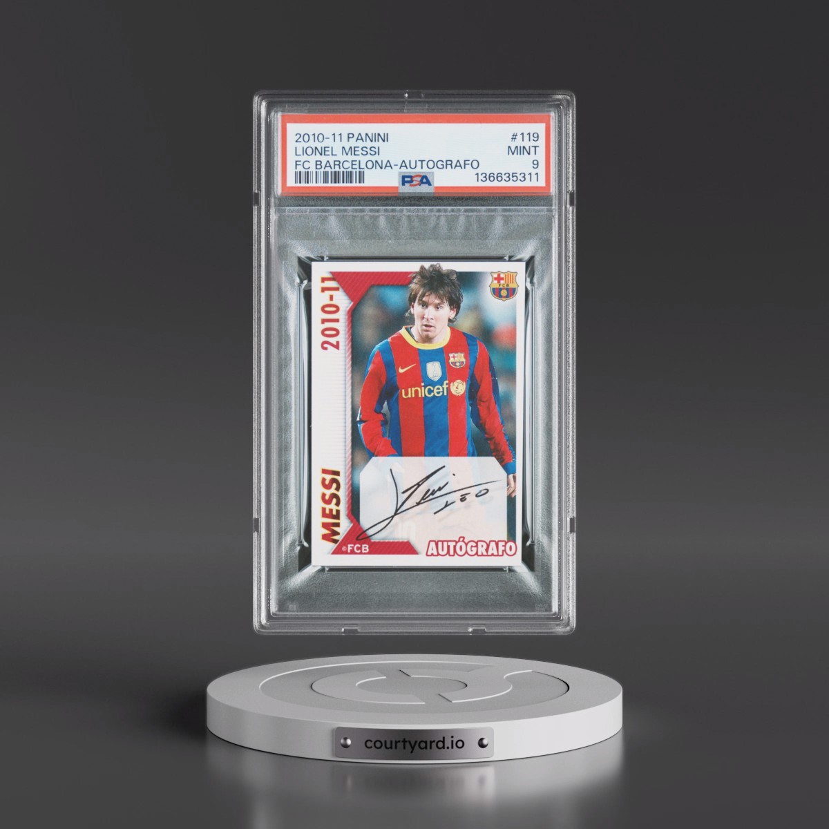 2010 Panini FC Barcelona Lionel Messi - Autografo #119 PSA 9
