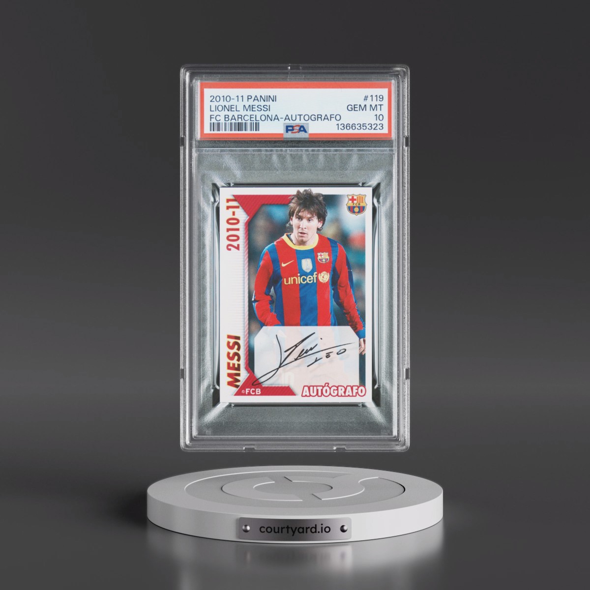 2010 Panini FC Barcelona Lionel Messi - Autografo #119 PSA 10