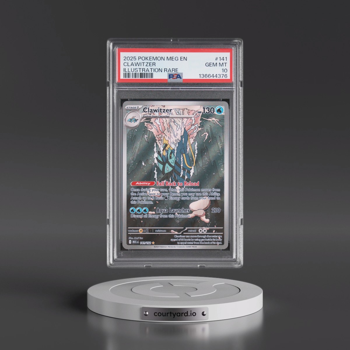 2025 Pokémon Meg EN-Mega Evolution #141 Clawitzer - Illustration Rare (PSA 10 GEM MINT)