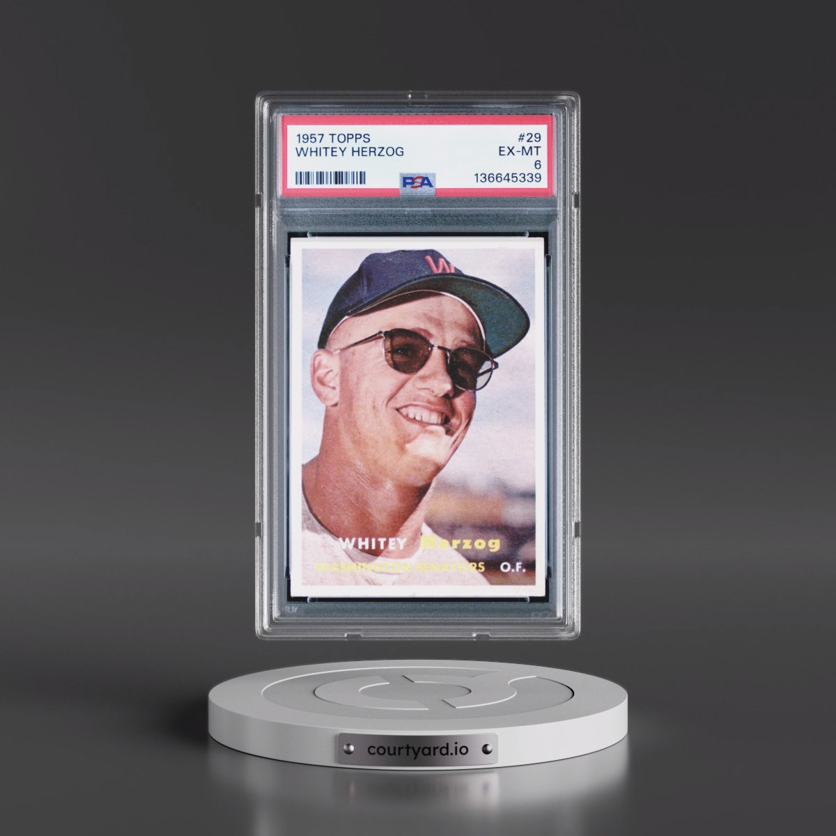 1957 Topps #29 Whitey Herzog (PSA 6 EX-MT)