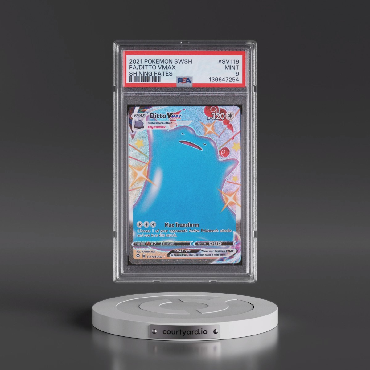 2021 Pokémon Sword & Shield Shining Fates #SV119 Ditto Vmax - Full Art (PSA 9 MINT)