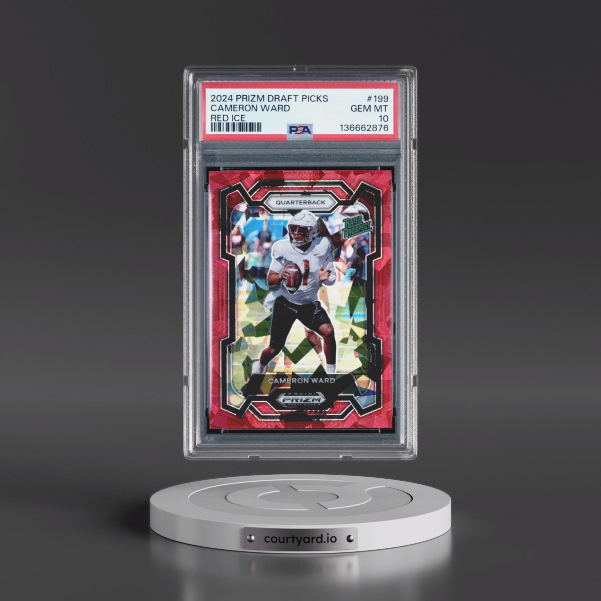 2024 Panini Prizm Draft Picks #199 Cameron Ward - Red Ice (PSA 10 GEM MINT)