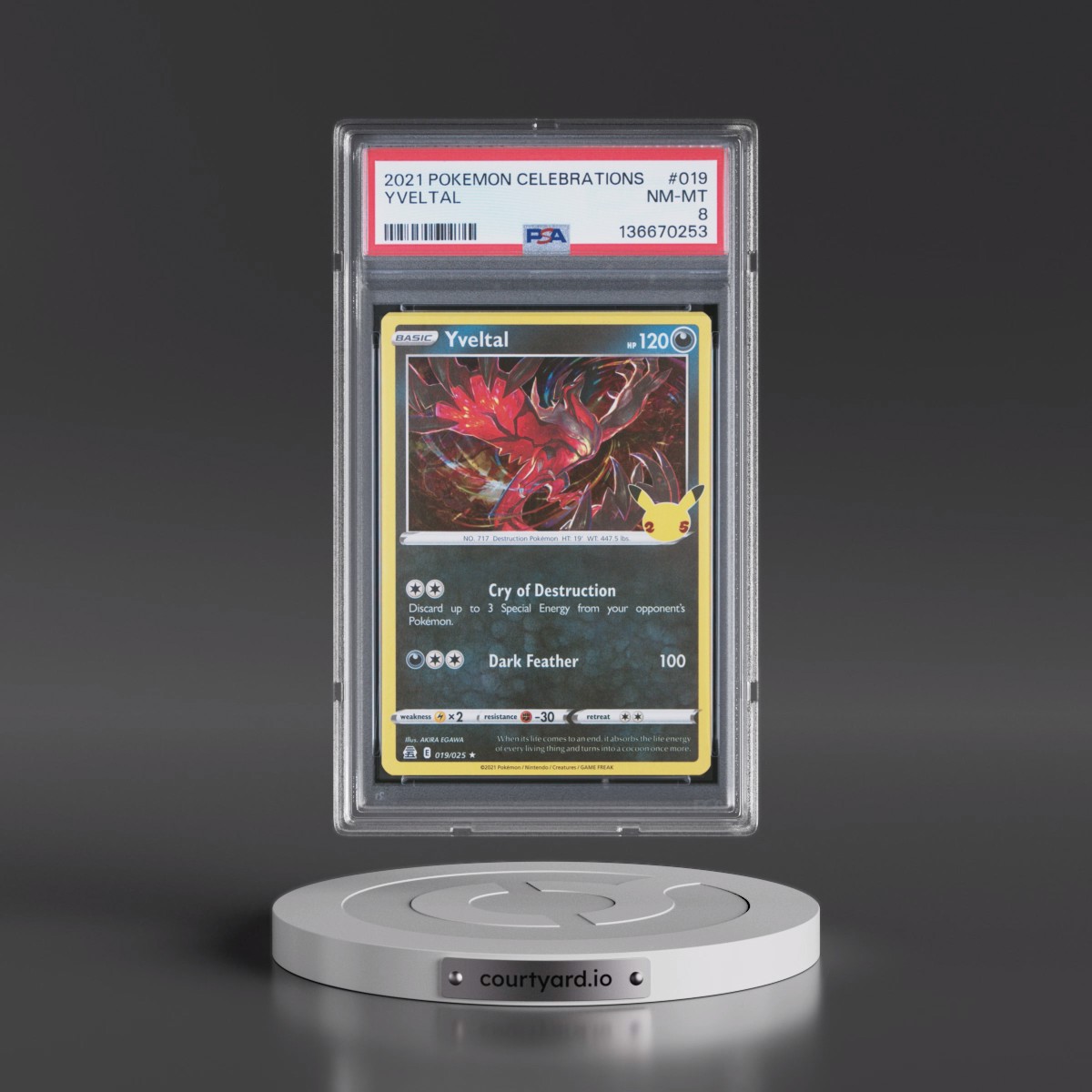 2021 Pokémon Celebrations #019 Yveltal (PSA 8 NM-MT)