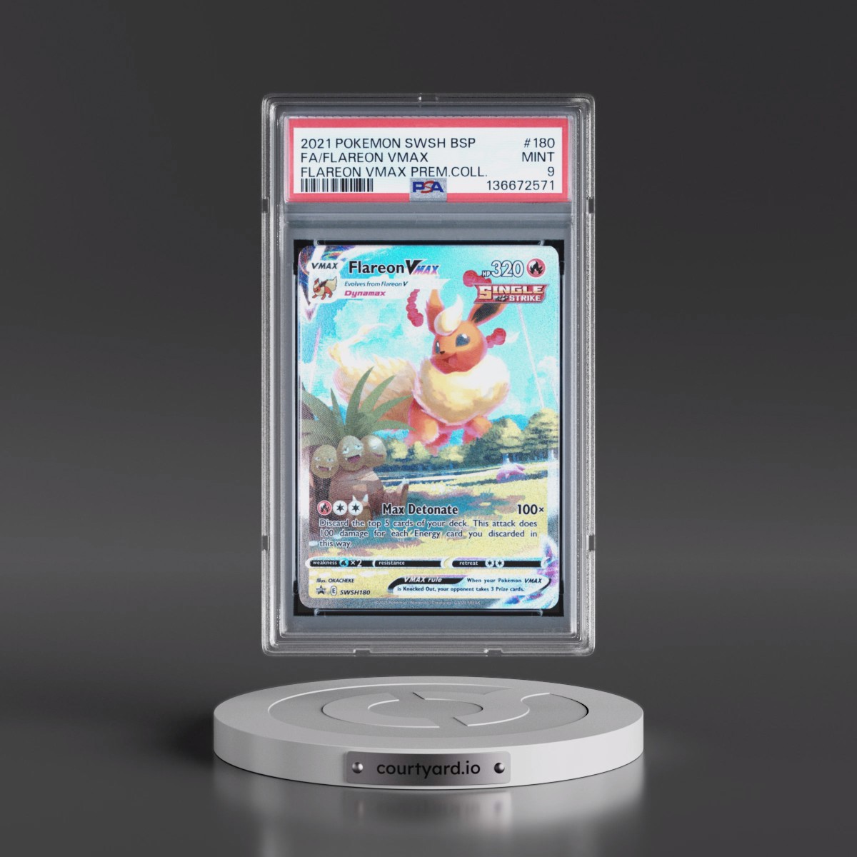 2021 Pokémon Swsh Black Star Promo #180 Flareon Vmax - Full Art Flareon Vmax Premium Collection (PSA 9 MINT)
