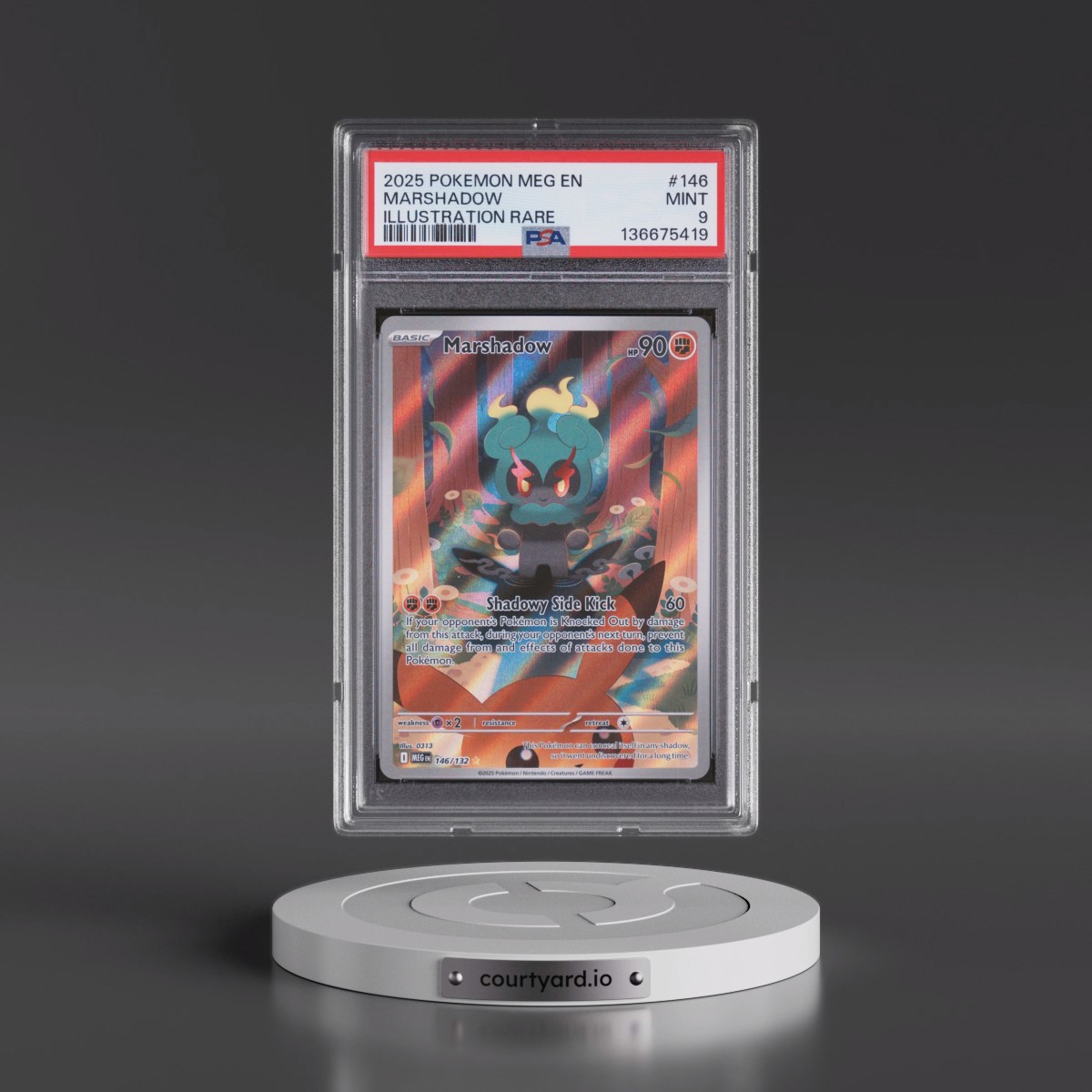 2025 Pokémon Meg EN-Mega Evolution #146 Marshadow - Illustration Rare (PSA 9 MINT)