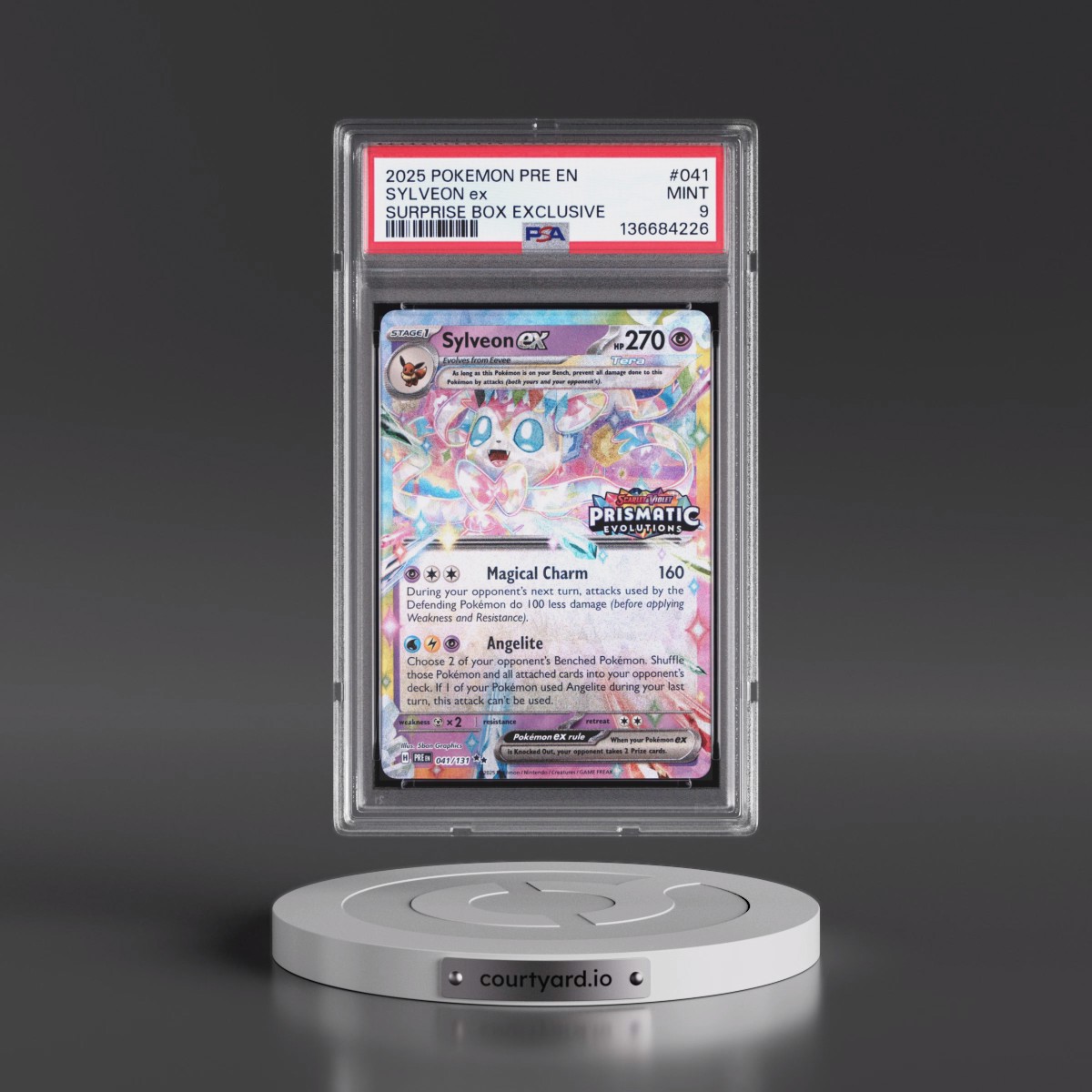 2025 Pokémon Pre EN-Prismatic Evolutions #041 Sylveon EX - Holo Surprise Box Exclusive (PSA 9 MINT)