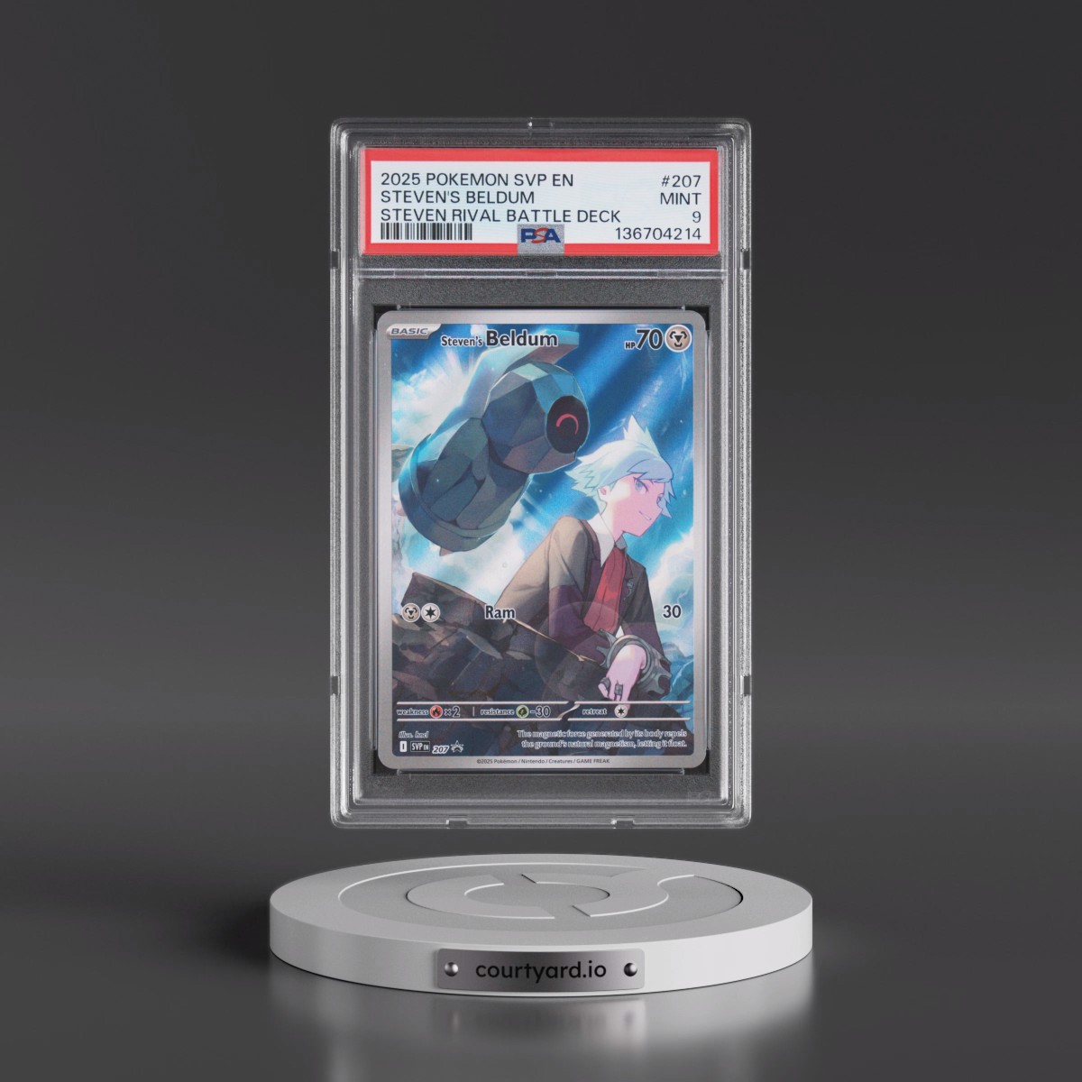 2025 Pokémon Svp EN-SV Black Star Promo #207 Steven's Beldum - Steven Rival Battle Deck (PSA 9 MINT)