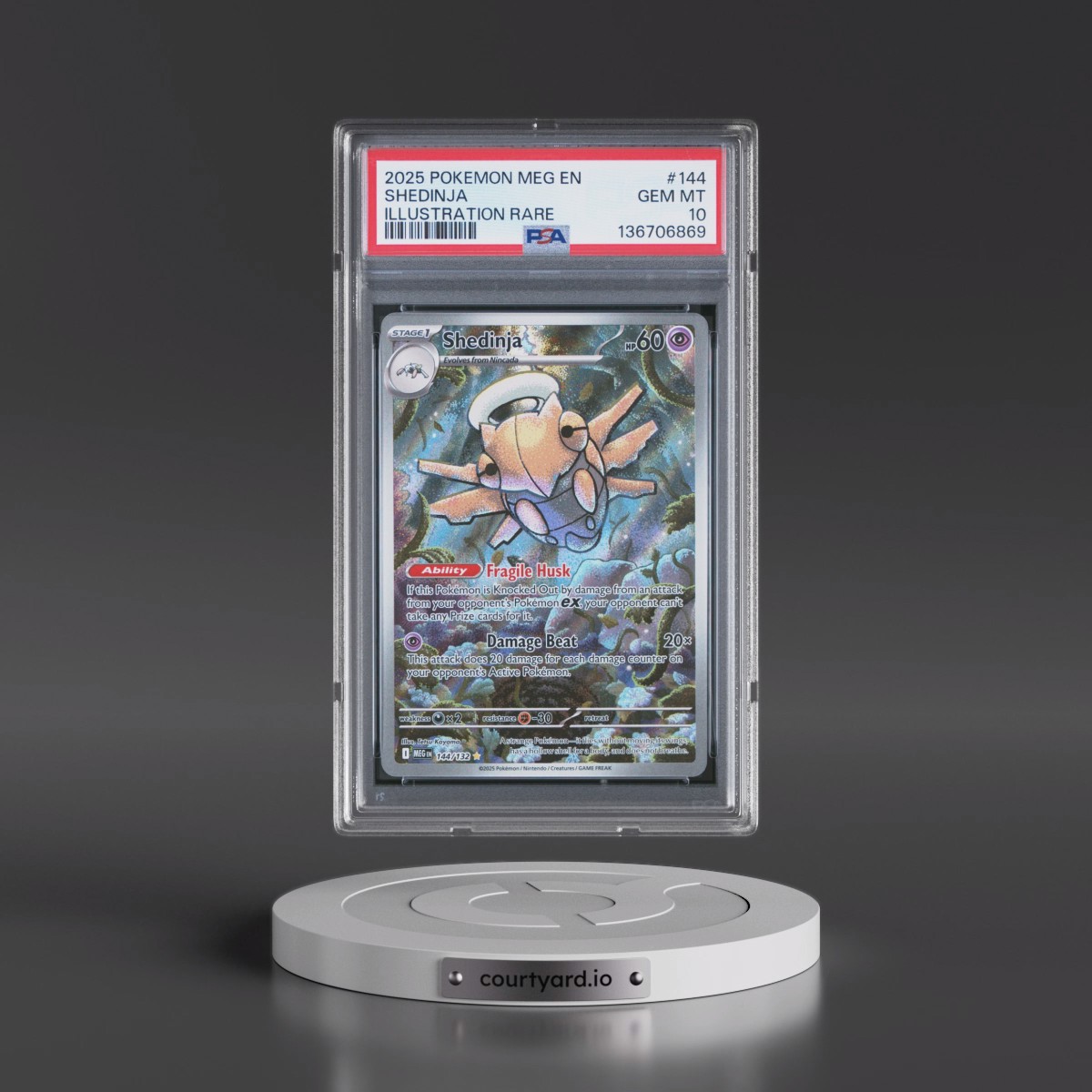 2025 Pokémon Meg EN-Mega Evolution #144 Shedinja - Illustration Rare (PSA 10 GEM MINT)