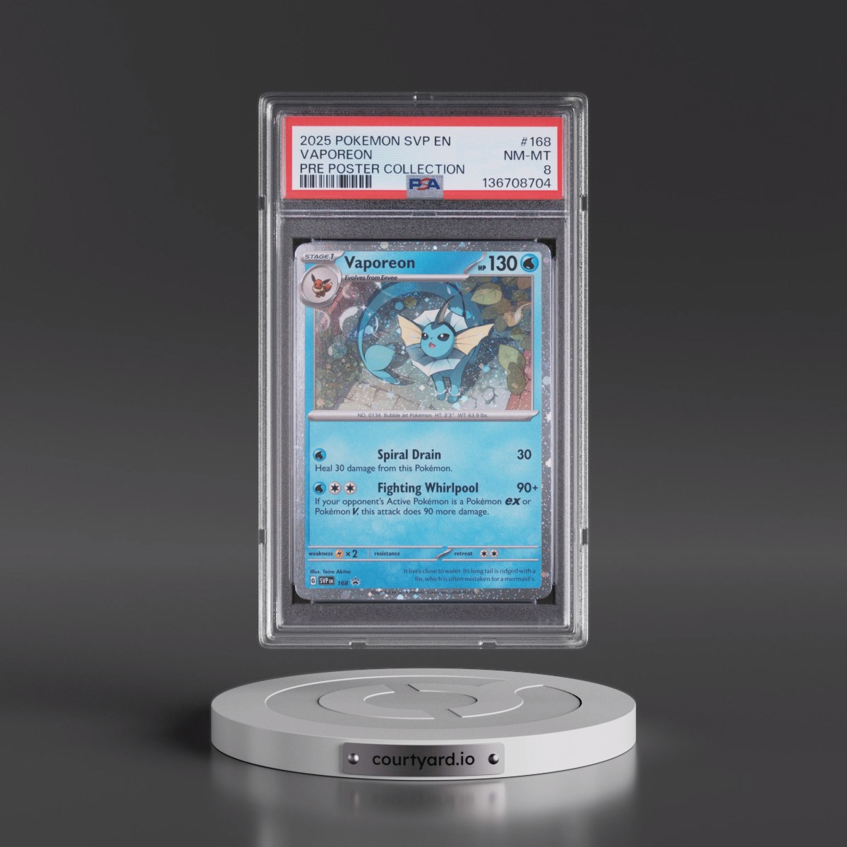 2025 Pokémon Svp EN-SV Black Star Promo #168 Vaporeon - Prismatic Evolutions Poster Collection (PSA 8 NM-MT)