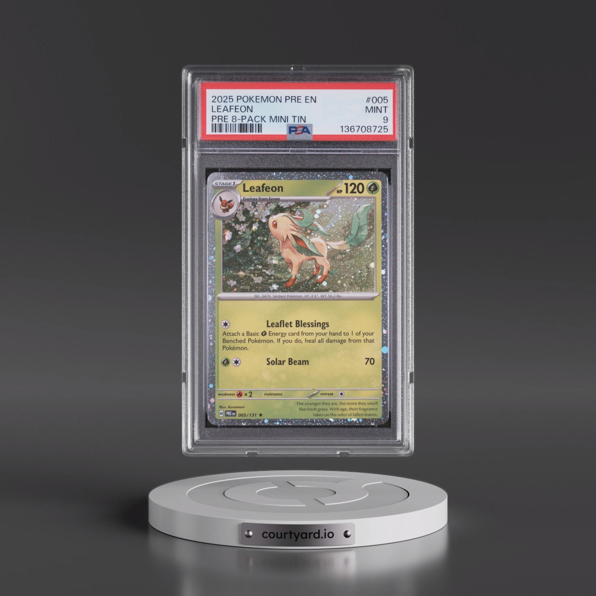 2025 Pokémon Pre EN-Prismatic Evolutions #005 Leafeon - Prismatic Evolutions 8-Pack Mini Tin (PSA 9 MINT)