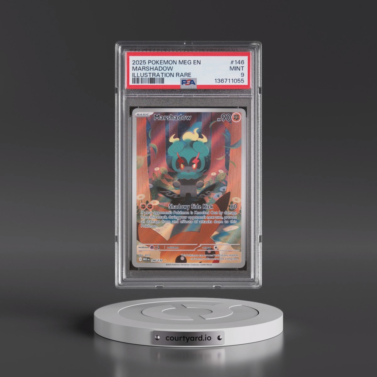 2025 Pokémon Meg EN-Mega Evolution #146 Marshadow - Illustration Rare (PSA 9 MINT)
