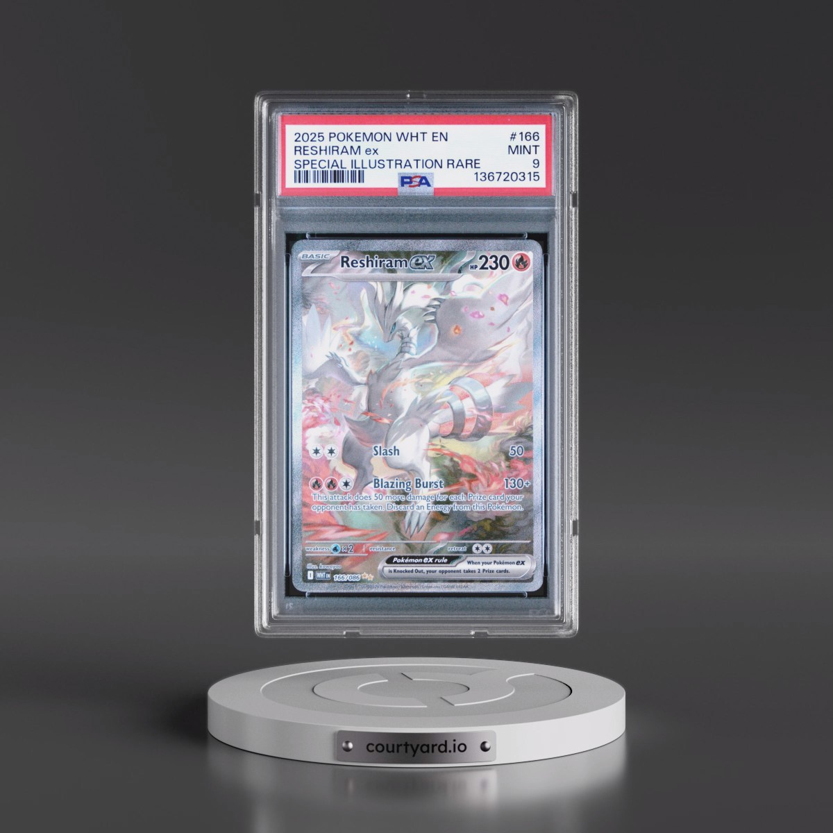 2025 Pokémon Wht EN-White Flare #166 Reshiram EX - Holo Special Illustration Rare (PSA 9 MINT)