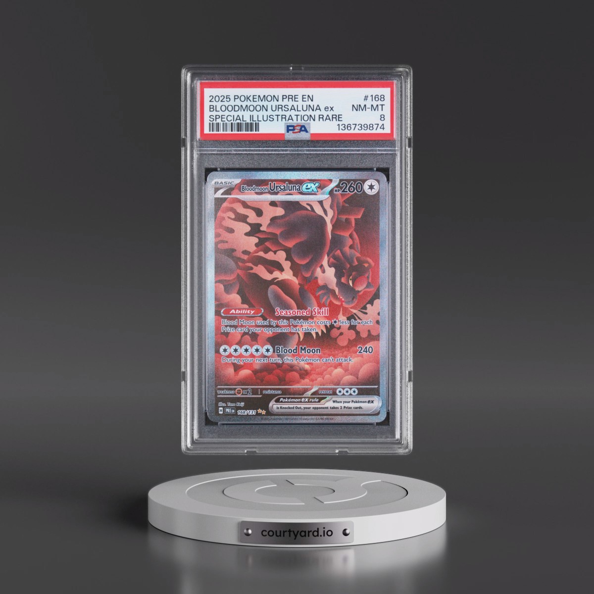 2025 Pokémon Pre EN-Prismatic Evolutions #168 Bloodmoon Ursaluna EX - Holo Special Illustration Rare (PSA 8 NM-MT)