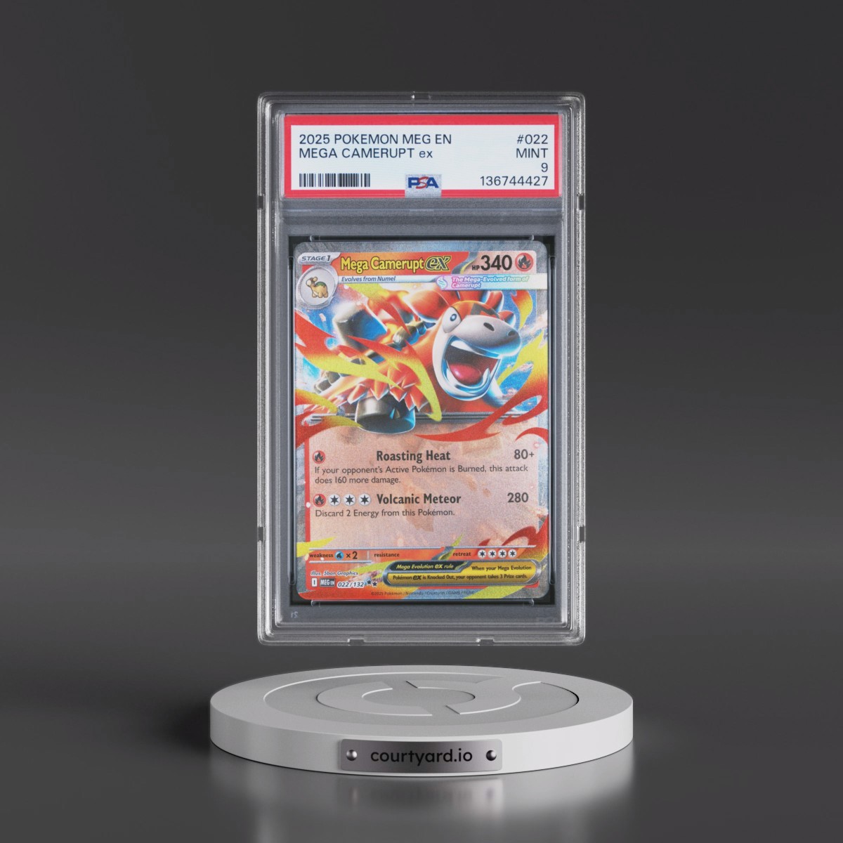 2025 Pokémon Meg EN-Mega Evolution #022 Mega Camerupt EX - Holo (PSA 9 MINT)