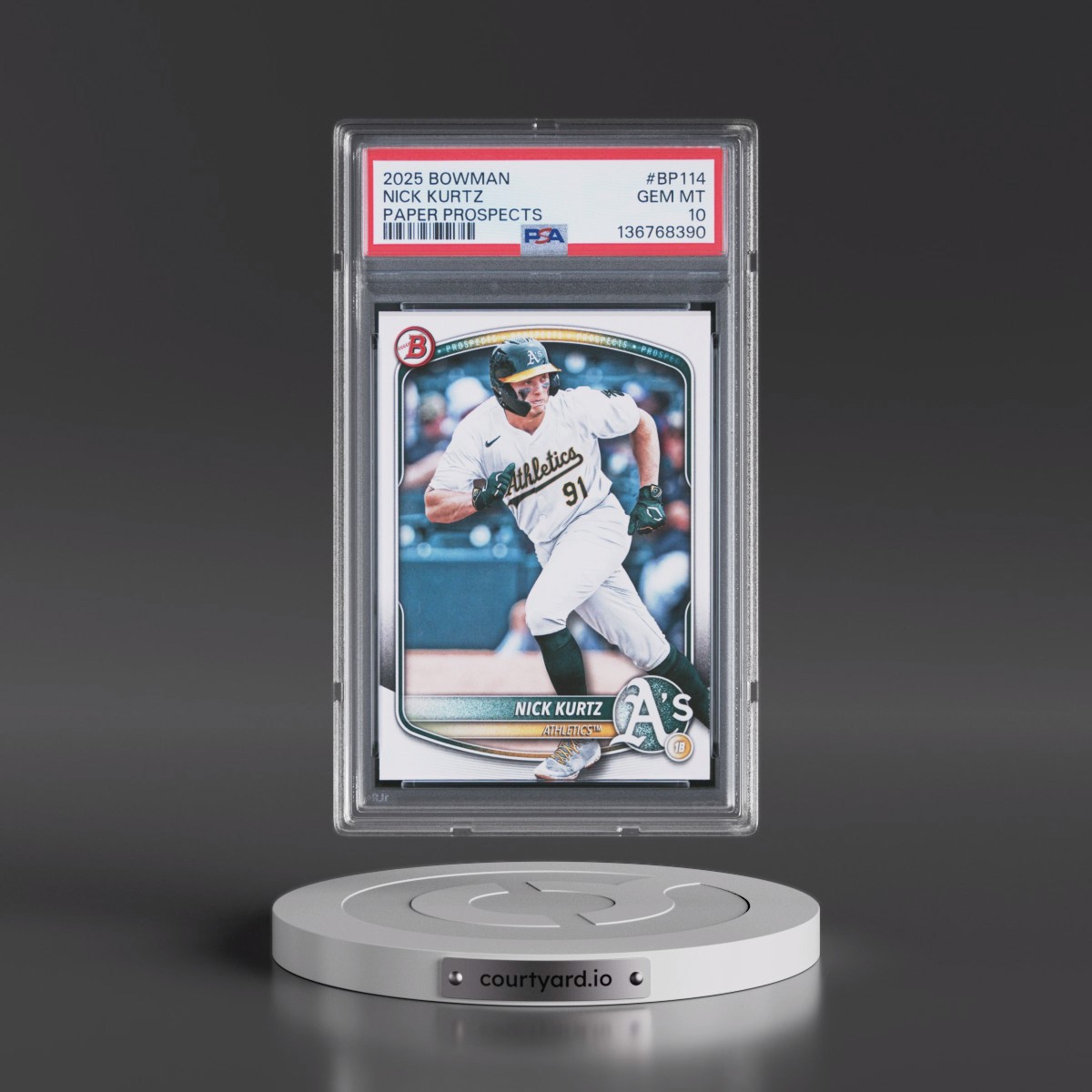 2025 Bowman Paper Prospects #BP114 Nick Kurtz (PSA 10 GEM MINT)