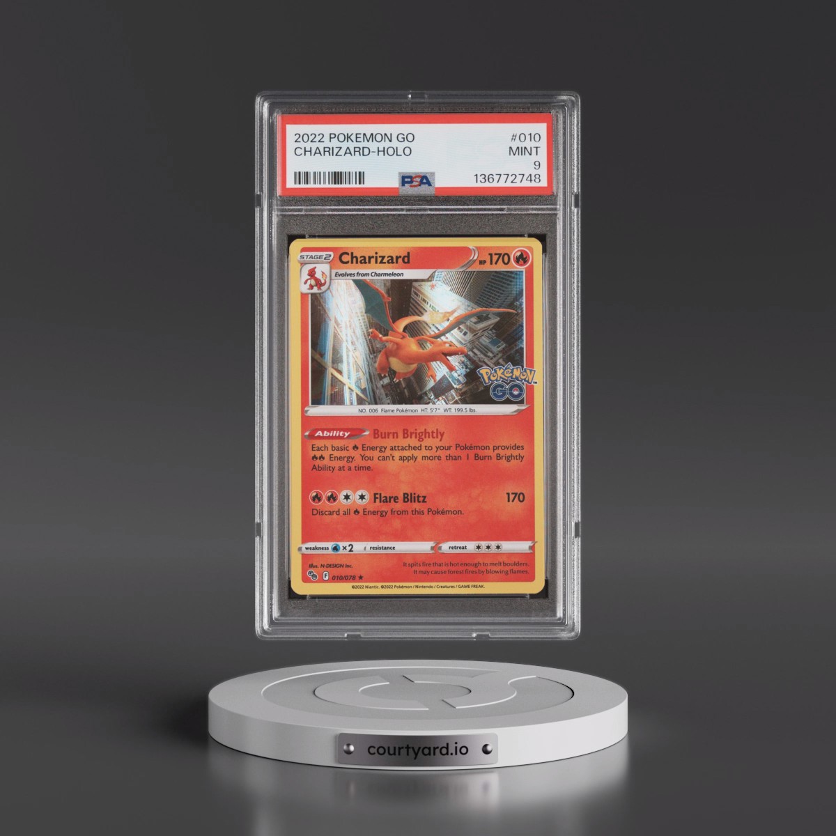 2022 Pokémon Go #010 Charizard - Holo (PSA 9 MINT)