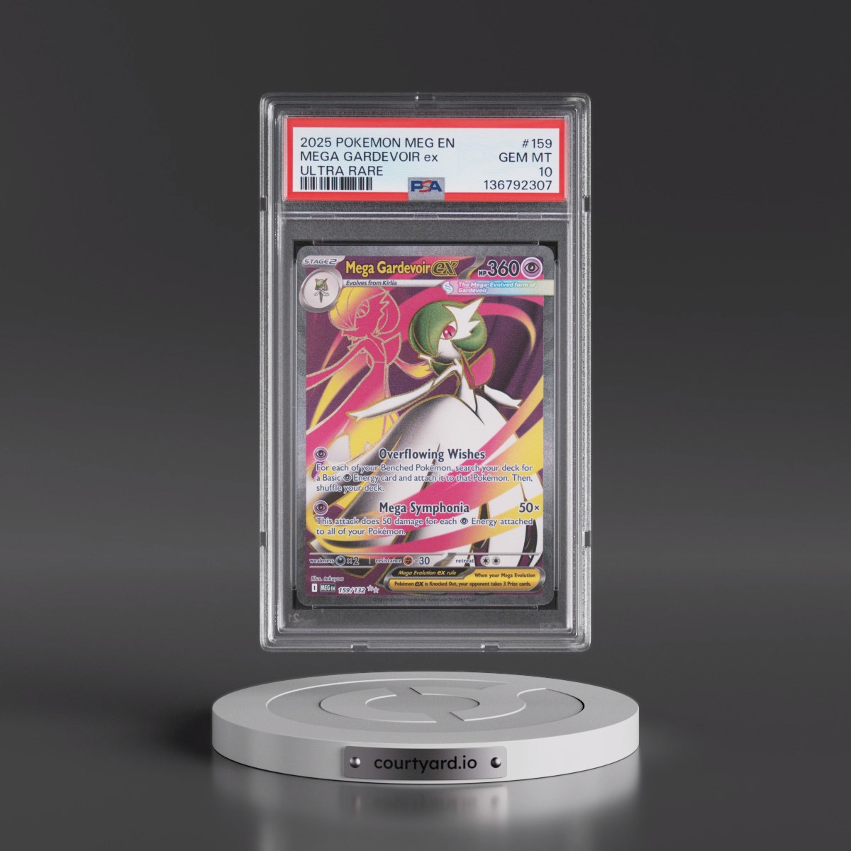 2025 Pokémon Meg EN-Mega Evolution #159 Mega Gardevoir EX - Holo Ultra Rare (PSA 10 GEM MINT)