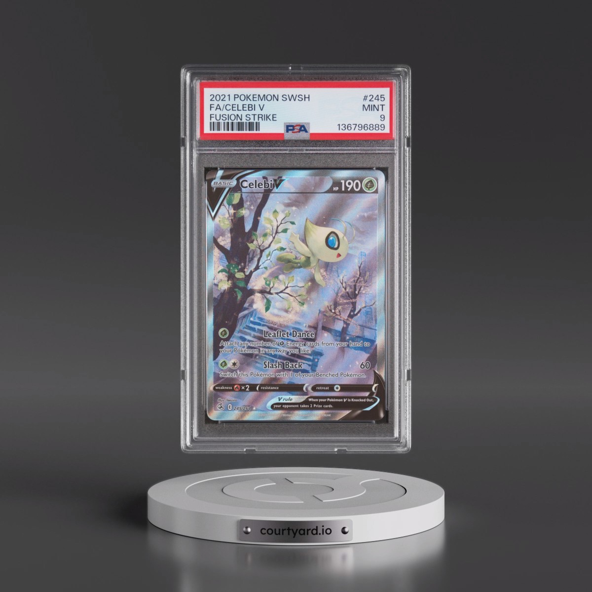 2021 Pokémon Sword & Shield Fusion Strike #245 Celebi V - Holo Full Art (PSA 9 MINT)