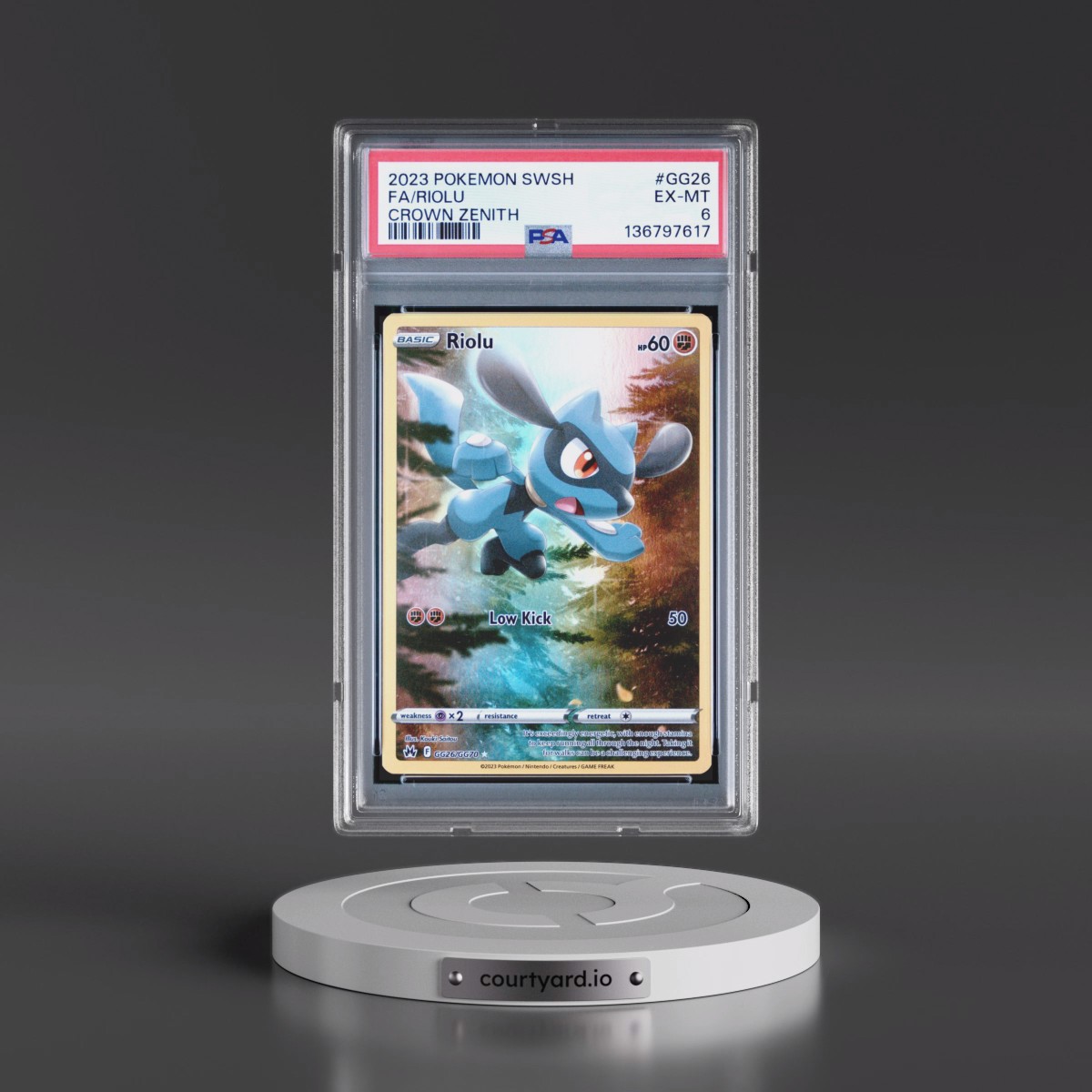2023 Pokémon Sword and Shield Crown Zenith #GG26 Riolu - Full Art (PSA 6 EX-MT)