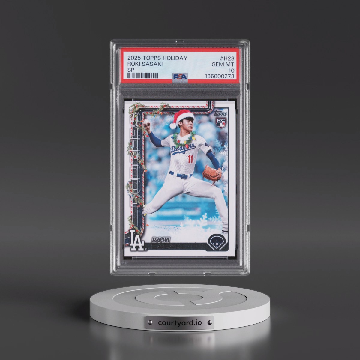 2025 Topps Holiday #H23 Roki Sasaki - SP (PSA 10 GEM MINT)