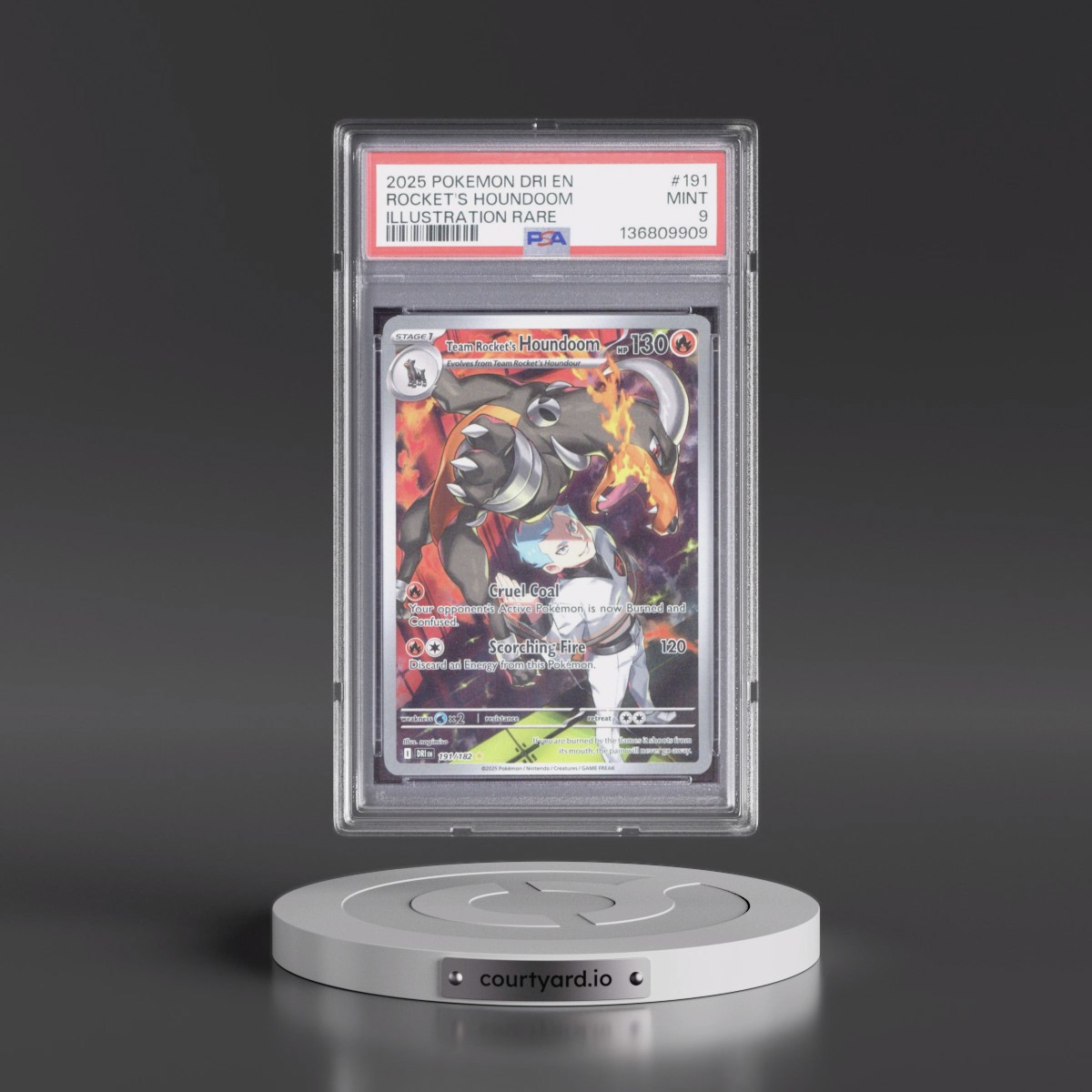 2025 Pokémon Dri EN-Destined Rivals #191 Team Rocket's Houndoom - Illustration Rare (PSA 9 MINT)