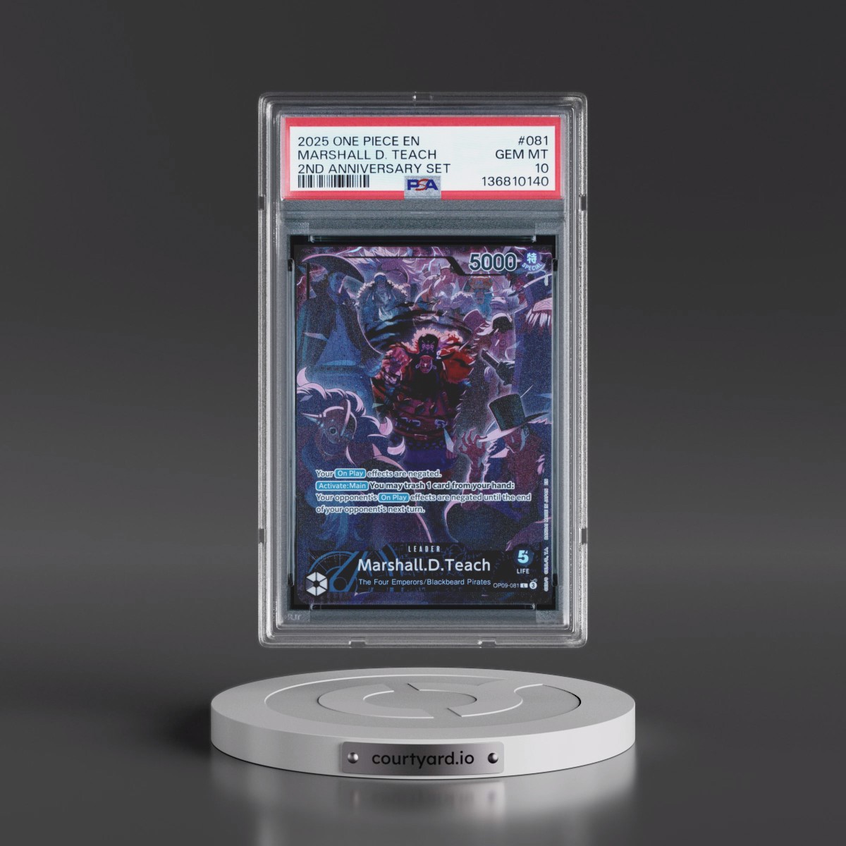 2025 One Piece English Version 2nd Anniversary Set #081 Marshall D. Teach (PSA 10 GEM MINT)