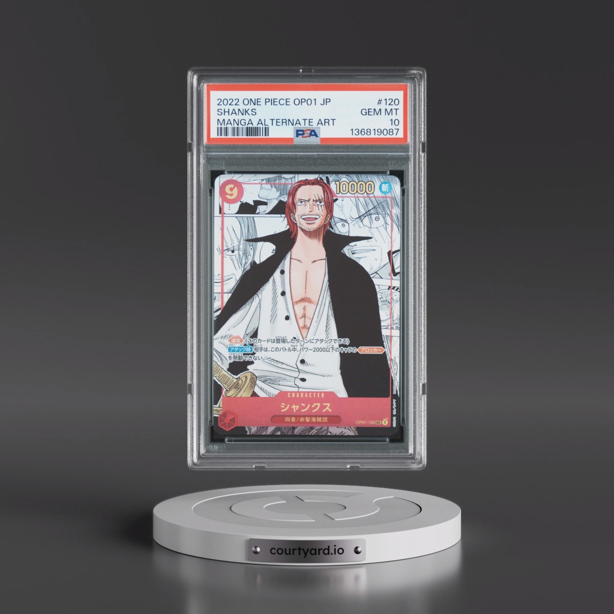 2022 One Piece Japanese OP01-Romance Dawn #120 Shanks - Manga Alternate Art (PSA 10 GEM MINT)