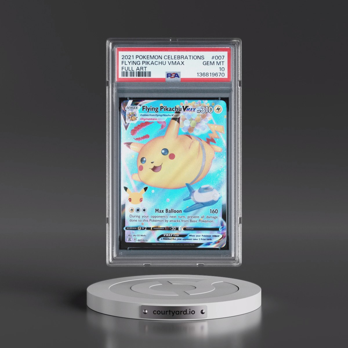 2021 Pokémon Celebrations #007 Flying Pikachu Vmax - Full Art (PSA 10 GEM MINT)