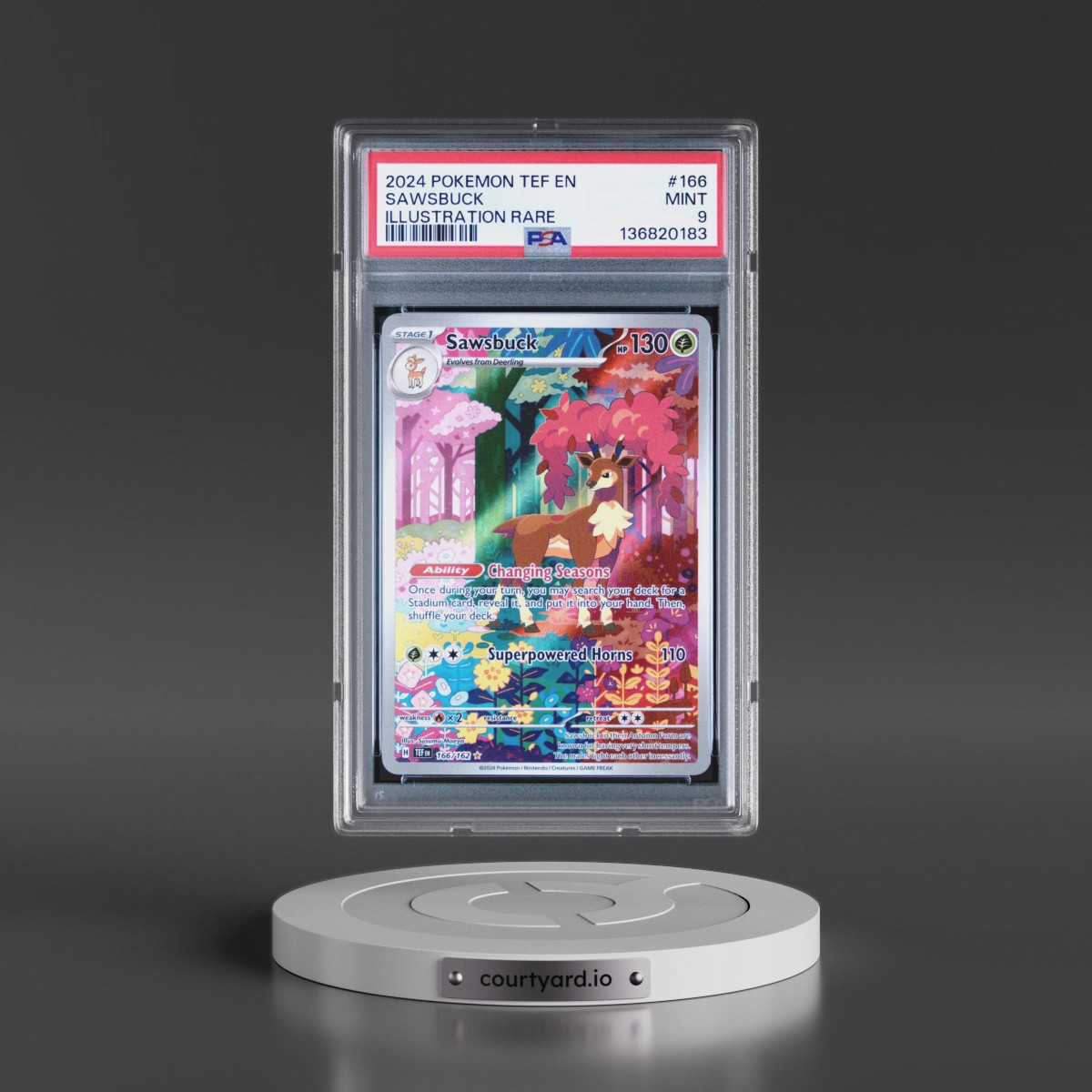 2024 Pokémon Tef EN-Temporal Forces #166 Sawsbuck - Illustration Rare (PSA 9 MINT)