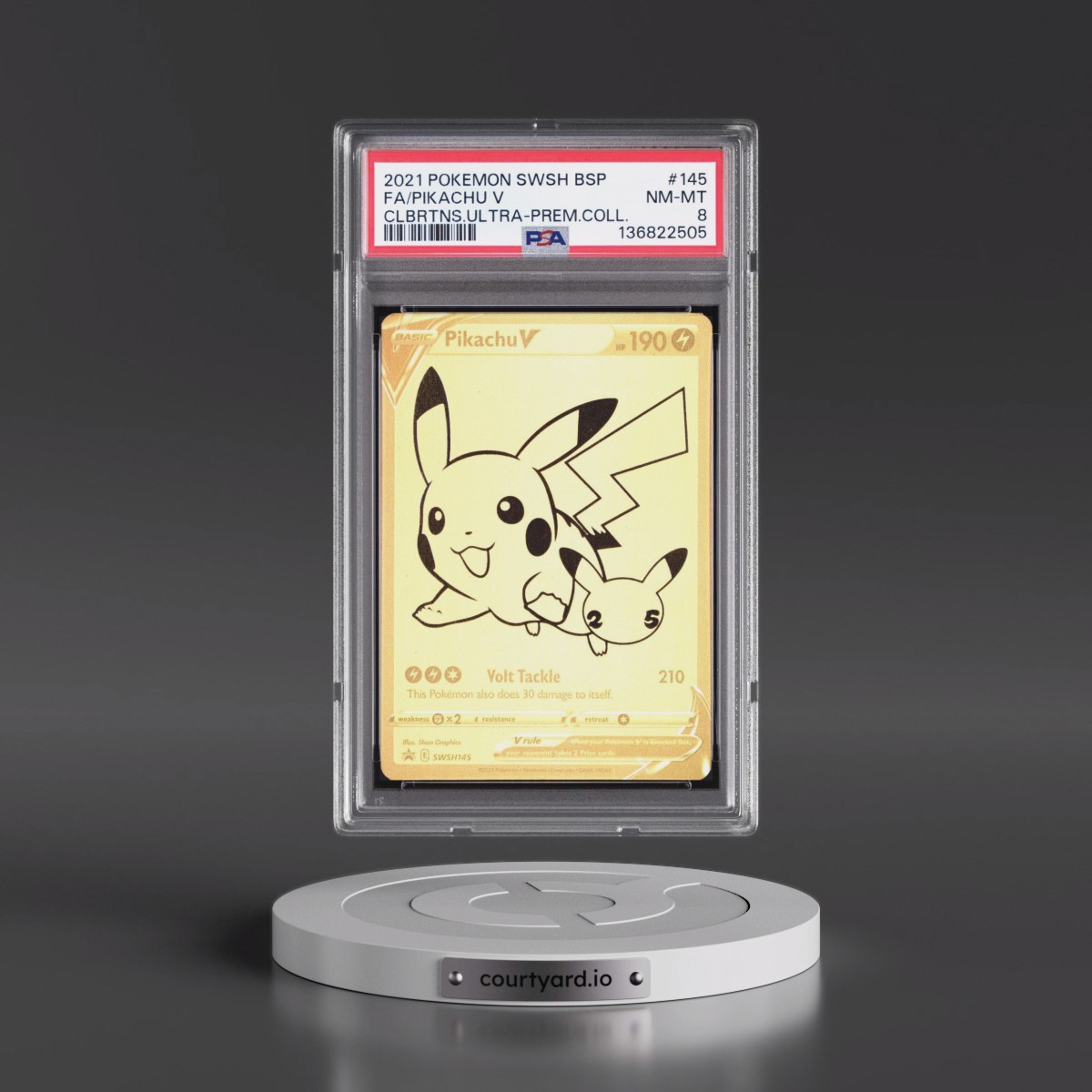 2021 Pokémon Swsh Black Star Promo #145 Pikachu V - Holo Full Art Celebrations Ultra-Premium Collection (PSA 8 NM-MT)