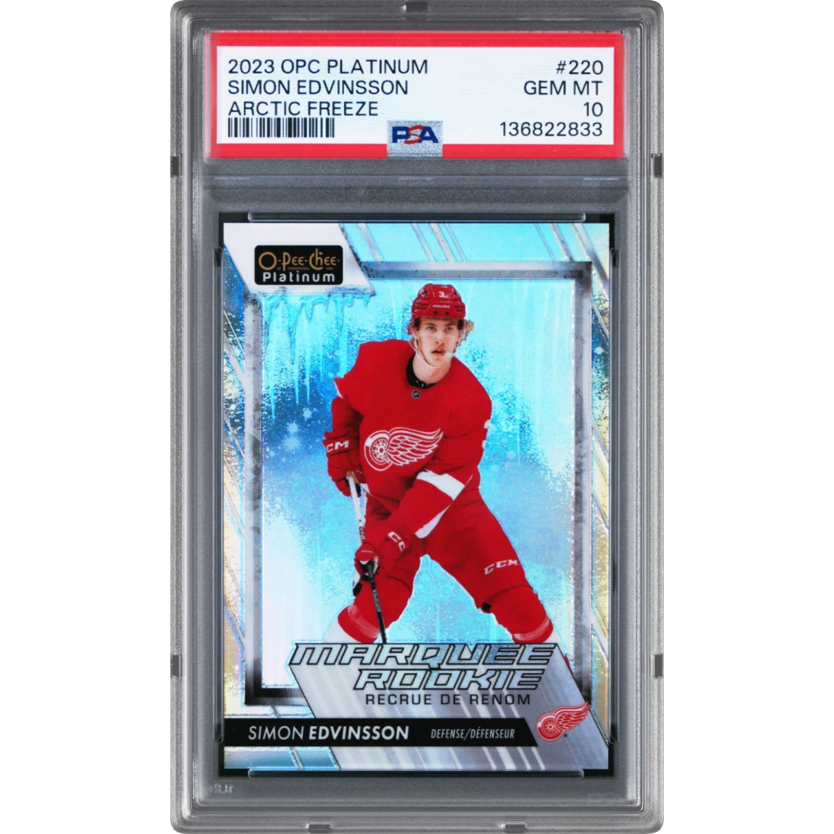 2023 Upper Deck O-Pee-Chee Platinum #220 Simon Edvinsson - Arctic Freeze (PSA 10 GEM MINT)