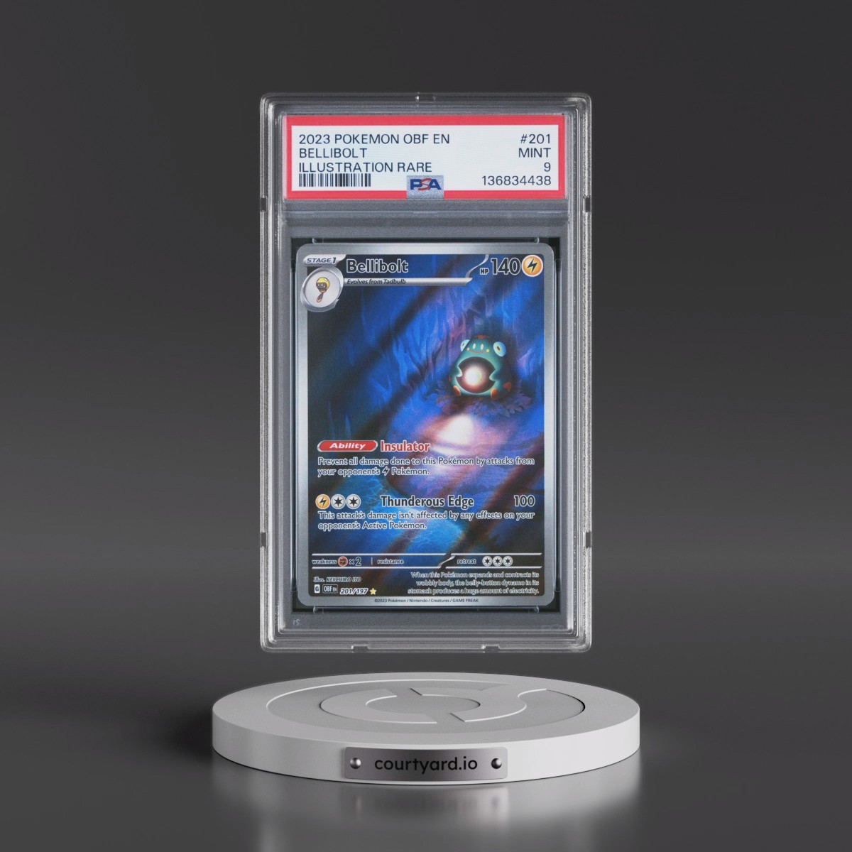 2023 Pokémon Obf EN-Obsidian Flames #201 Bellibolt - Illustration Rare (PSA 9 MINT)