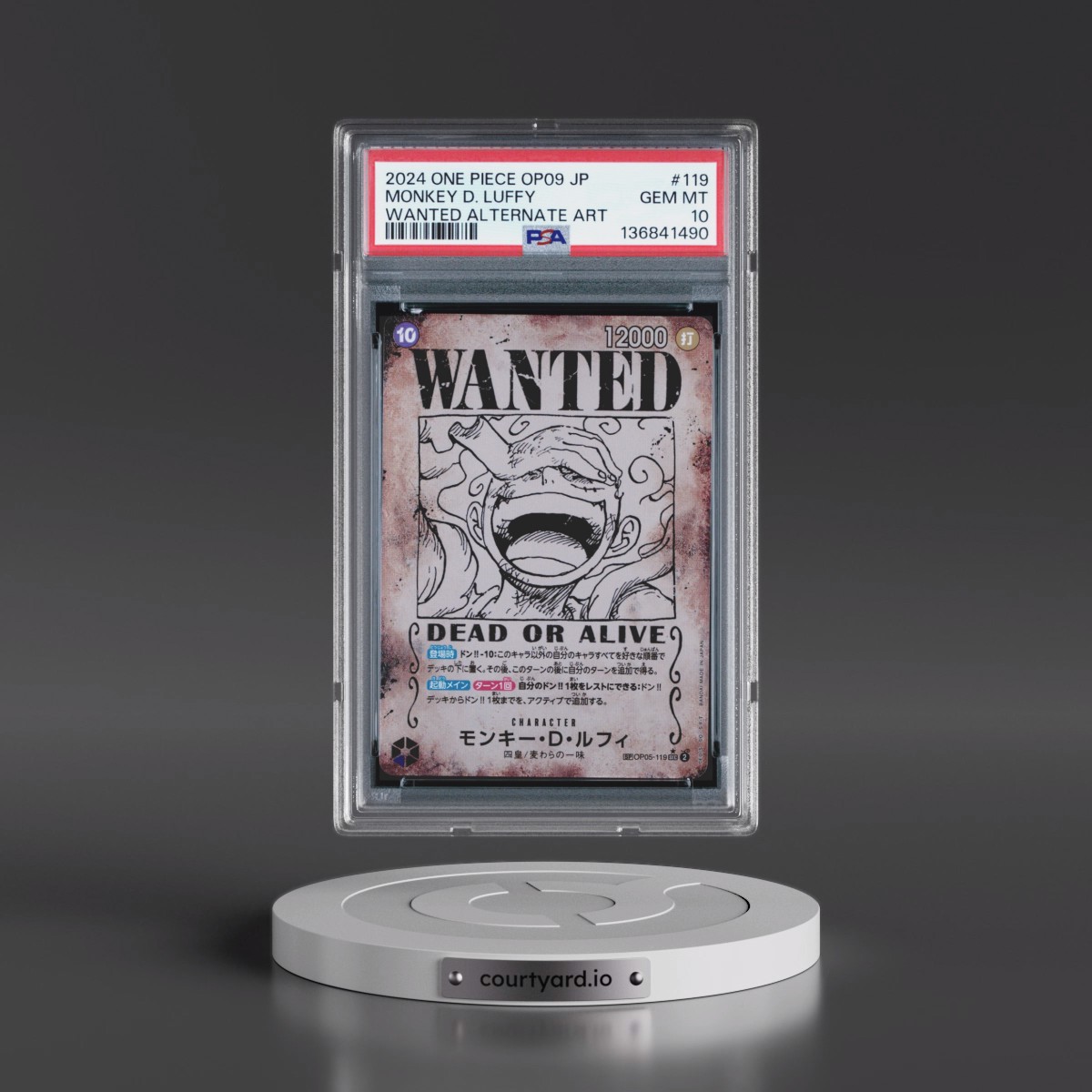 2024 One Piece Japanese OP09-Emperors in the New World #119 Monkey D. Luffy - Wanted Alternate Art (PSA 10 GEM MINT)