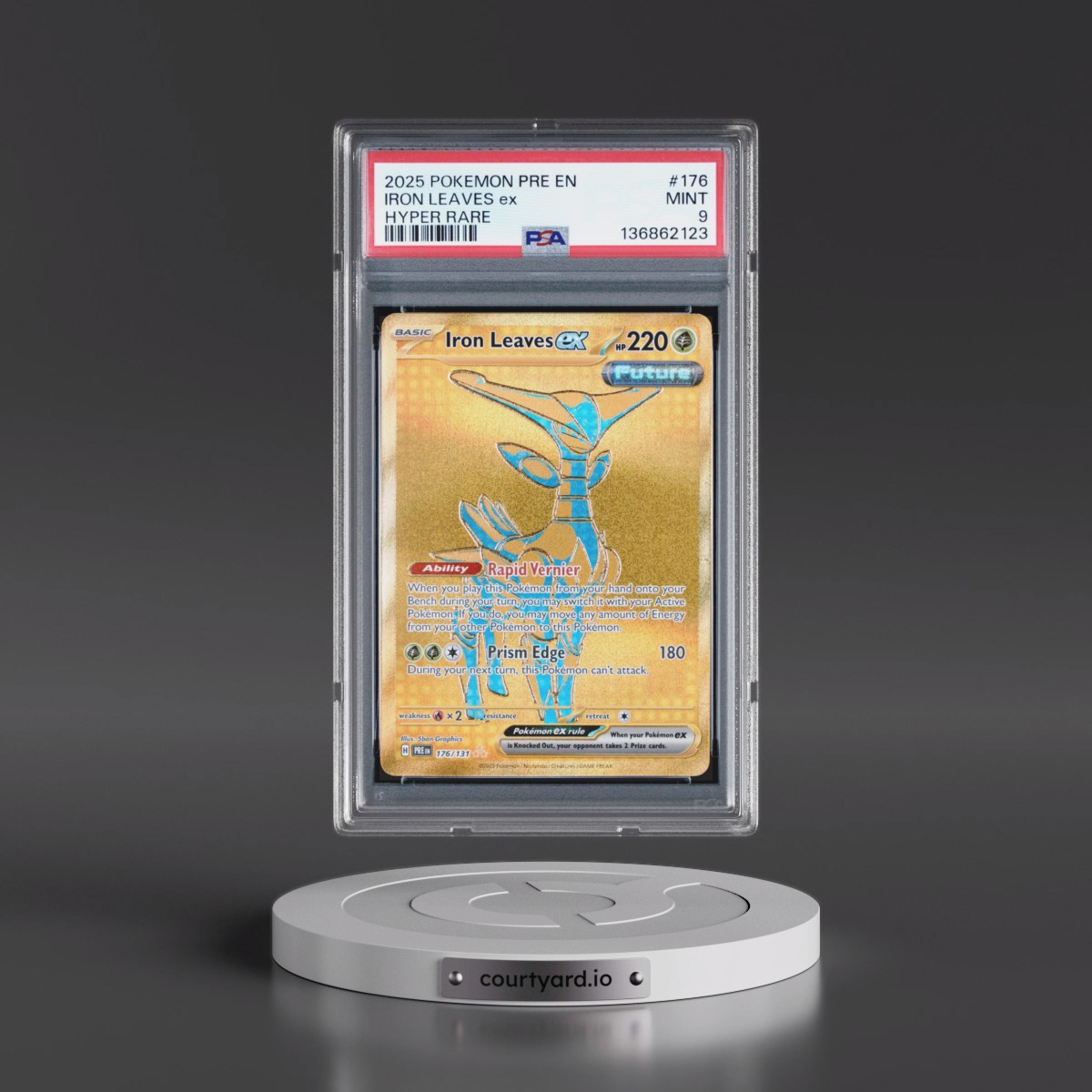 2025 Pokémon Pre EN-Prismatic Evolutions #176 Iron Leaves EX - Holo Hyper Rare (PSA 9 MINT)