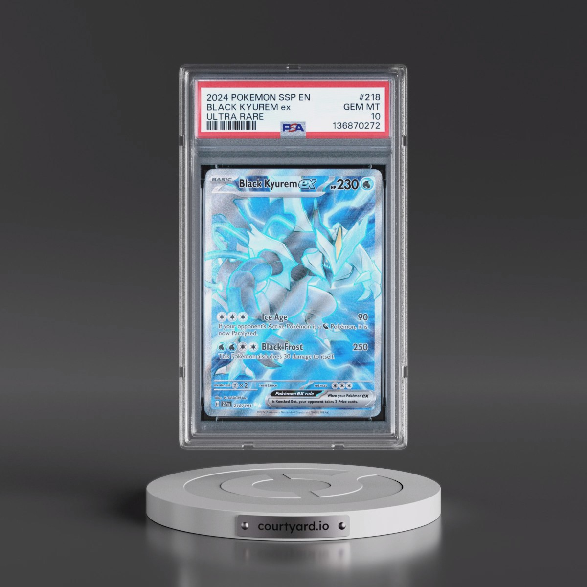 2024 Pokémon Ssp EN-Surging Sparks #218 Black Kyurem EX - Holo Ultra Rare (PSA 10 GEM MINT)