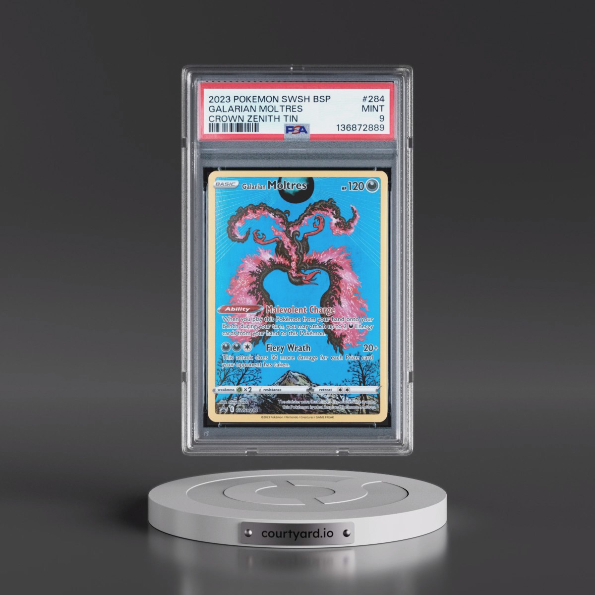 2023 Pokémon Swsh Black Star Promo #284 Galarian Moltres - Crown Zenith Tin (PSA 9 MINT)