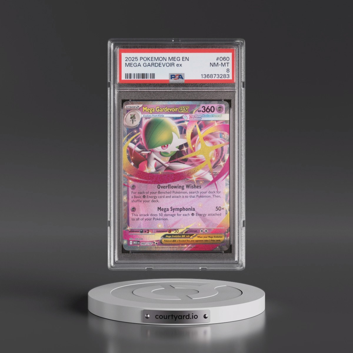 2025 Pokémon Meg EN-Mega Evolution #060 Mega Gardevoir EX - Holo (PSA 8 NM-MT)