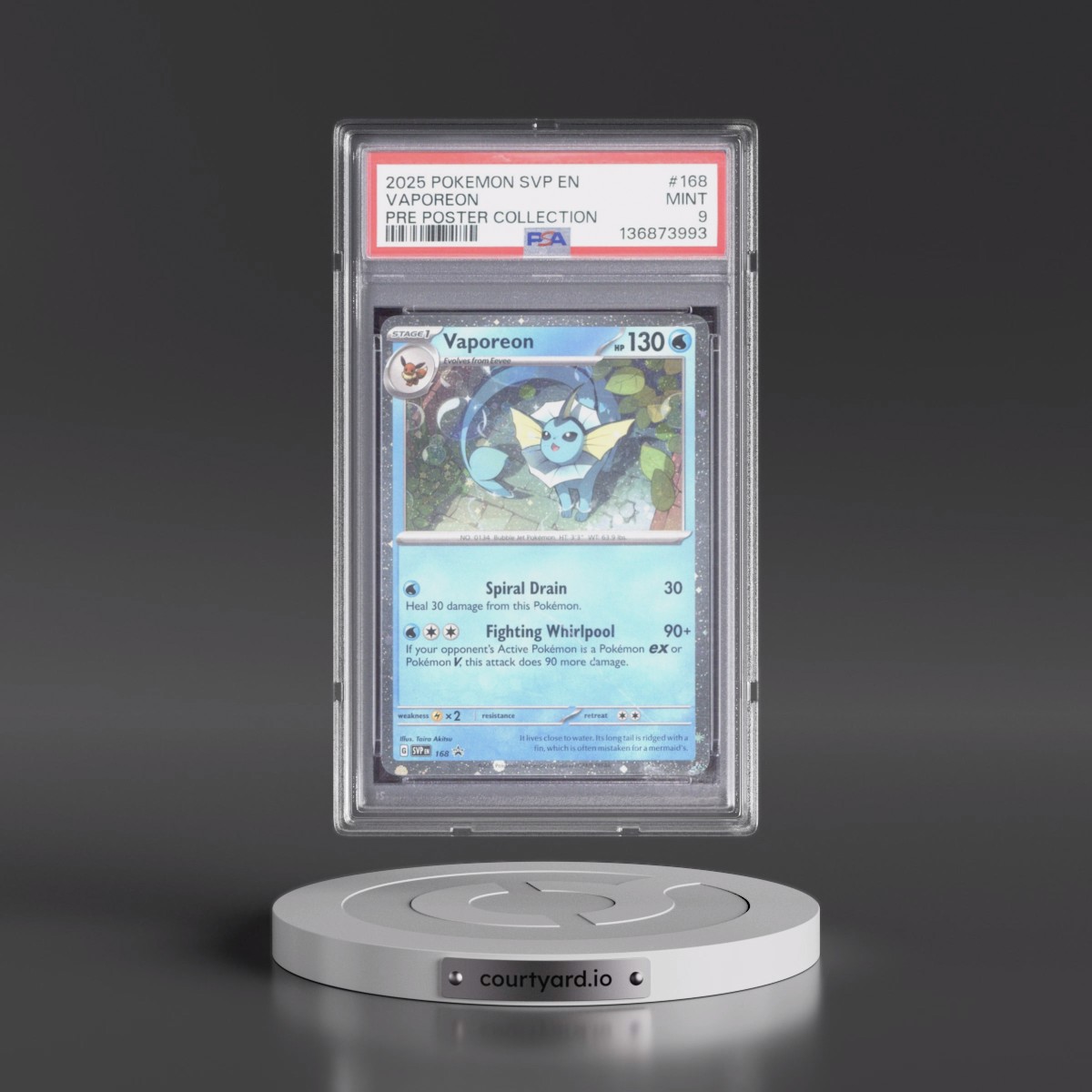 2025 Pokémon Svp EN-SV Black Star Promo #168 Vaporeon - Prismatic Evolutions Poster Collection (PSA 9 MINT)