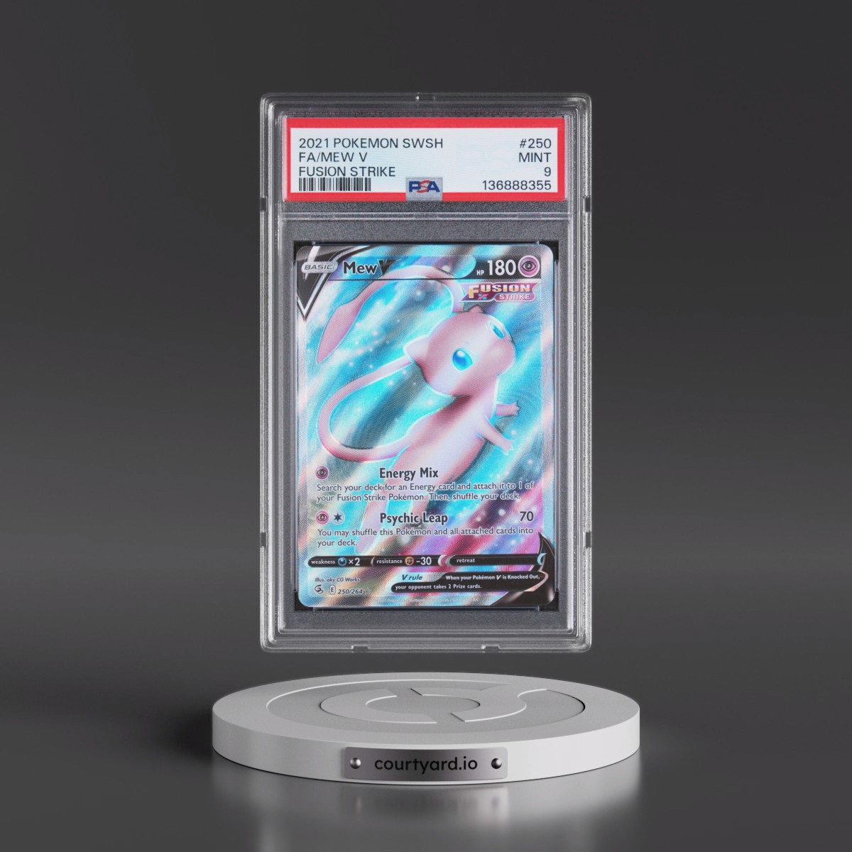 2021 Pokémon Sword & Shield Fusion Strike #250 Mew V - Holo Full Art (PSA 9 MINT)