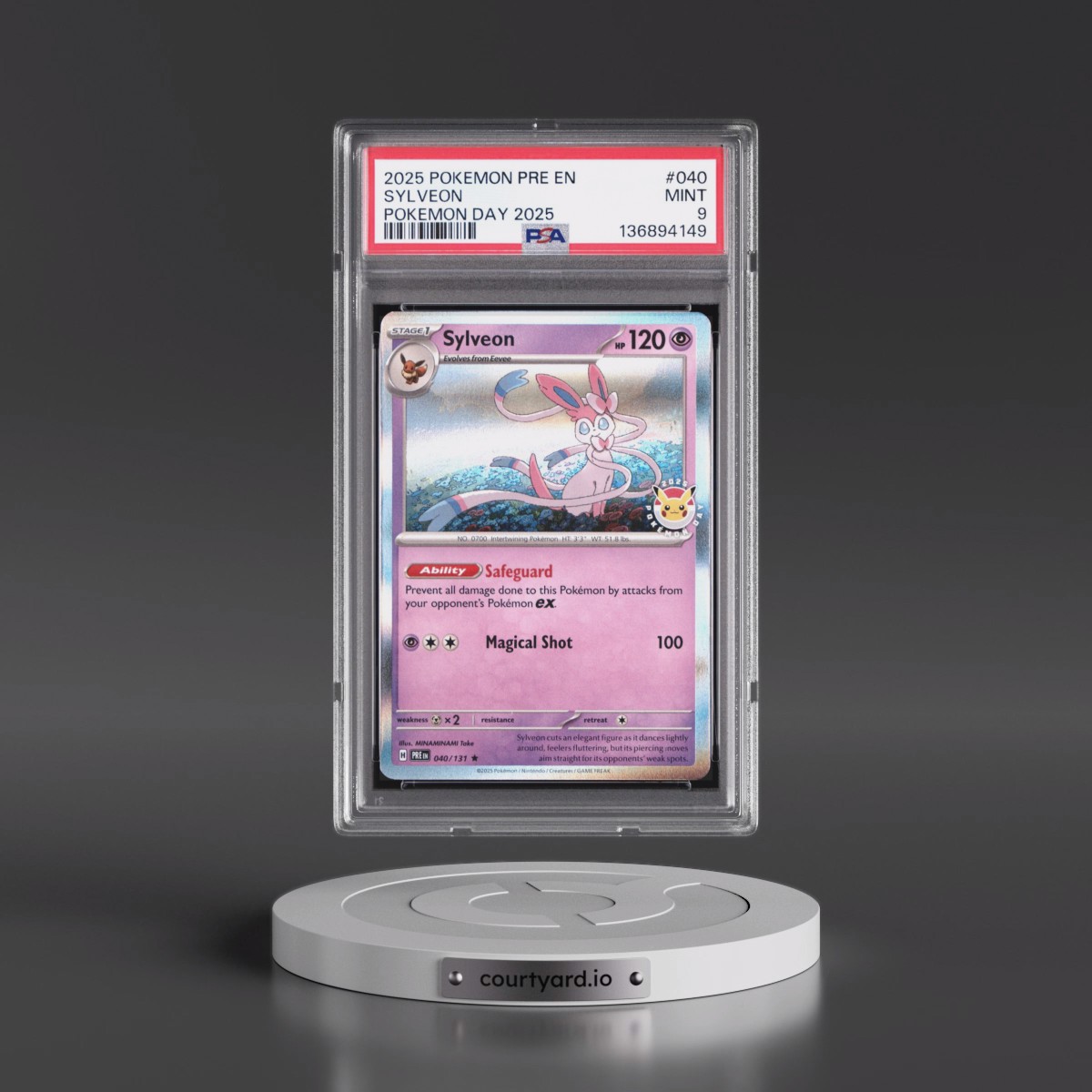 2025 Pokémon Pre EN-Prismatic Evolutions #040 Sylveon - Pokemon Day 2025 (PSA 9 MINT)