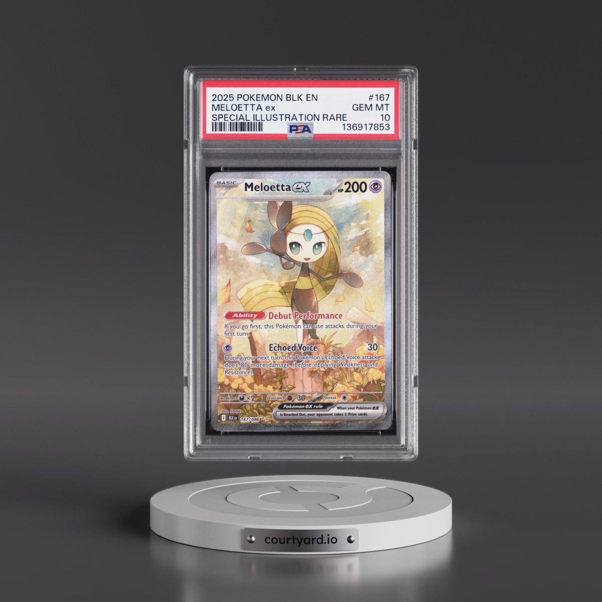 2025 Pokémon Blk EN-Black Bolt #167 Meloetta EX - Holo Special Illustration Rare (PSA 10 GEM MINT)