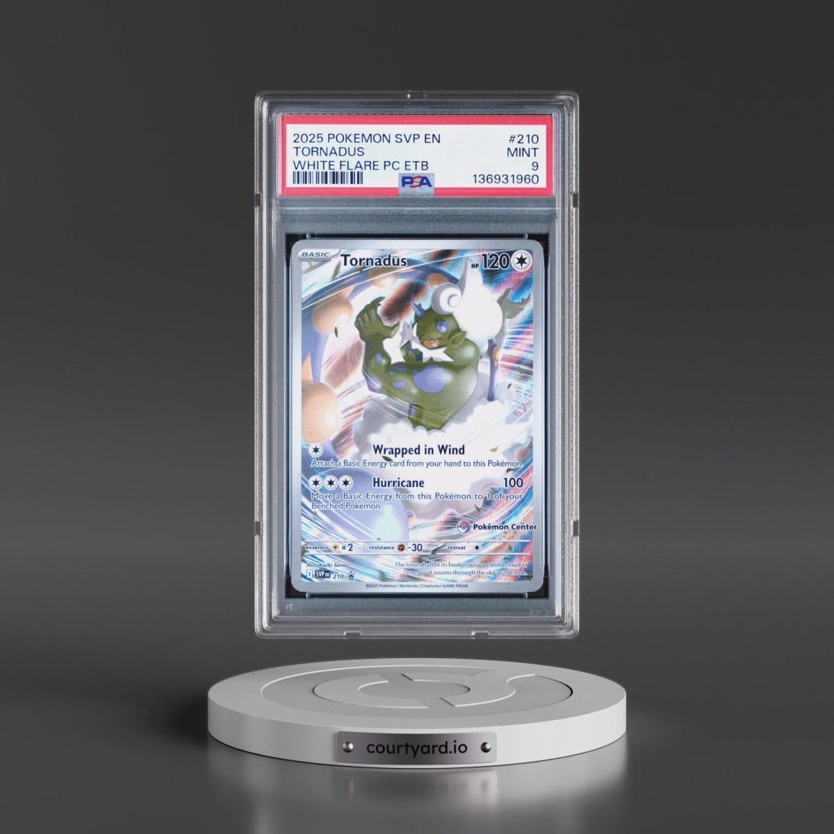 2025 Pokémon Svp EN-SV Black Star Promo #210 Tornadus - White Flare Pokemon Center Elite Trainer Box (PSA 9 MINT)
