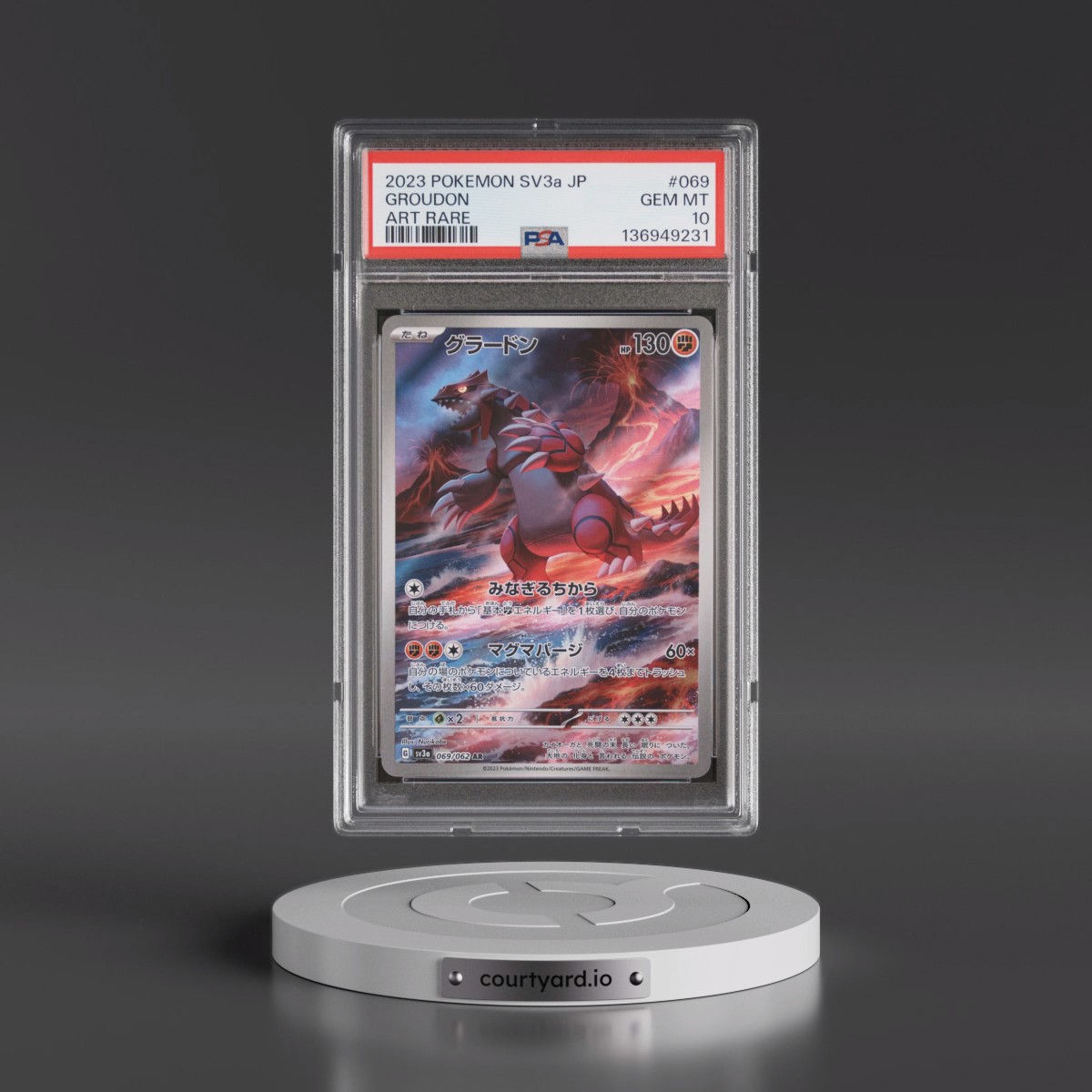 2023 Pokémon Sv3a-Raging Surf #069 Groudon - Art Rare (PSA 10 GEM MINT)