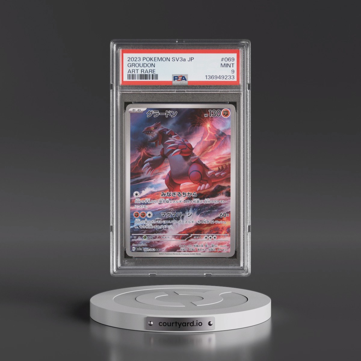 2023 Pokémon Sv3a-Raging Surf #069 Groudon - Art Rare (PSA 9 MINT)