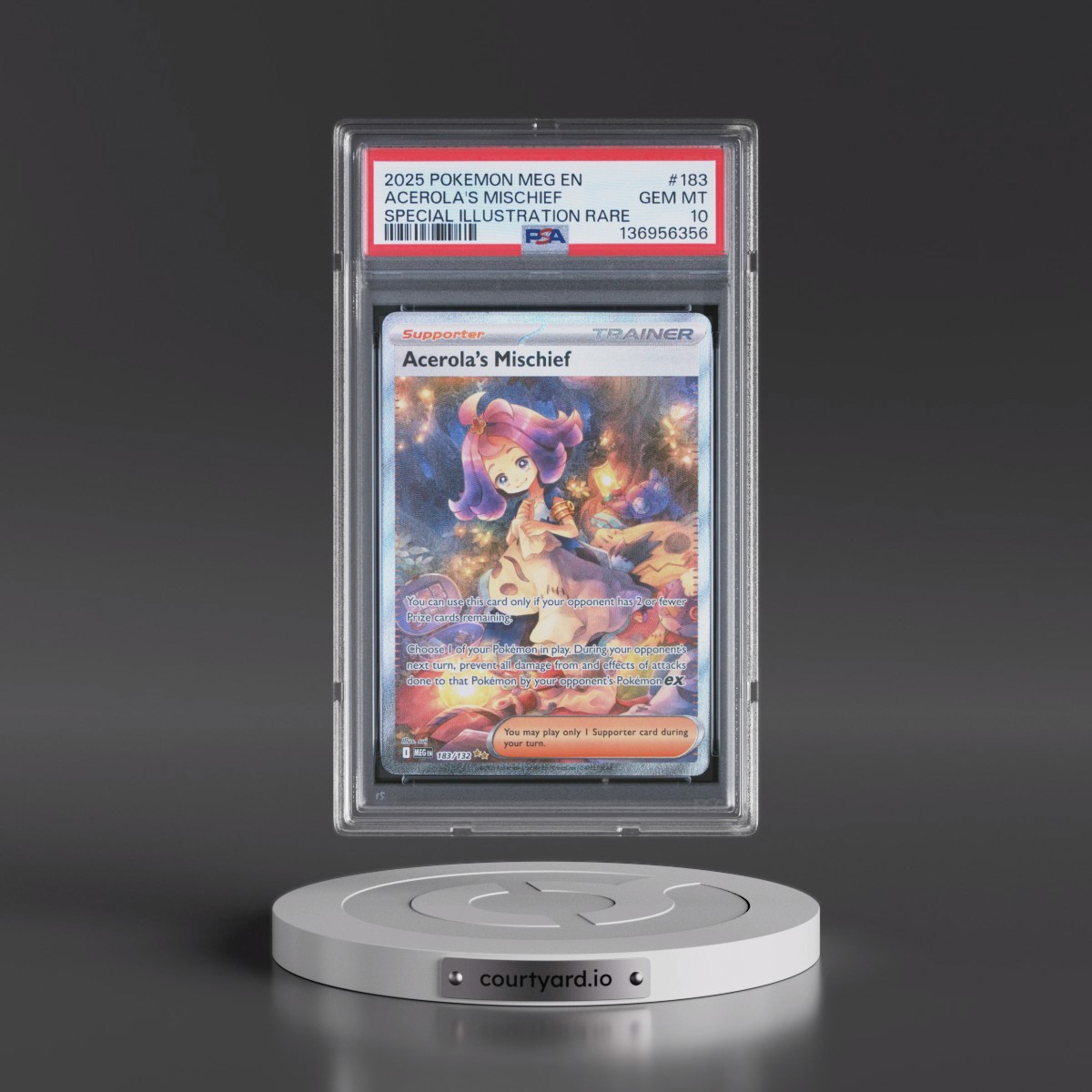 2025 Pokémon Meg EN-Mega Evolution #183 Acerola's Mischief - Special Illustration Rare (PSA 10 GEM MINT)