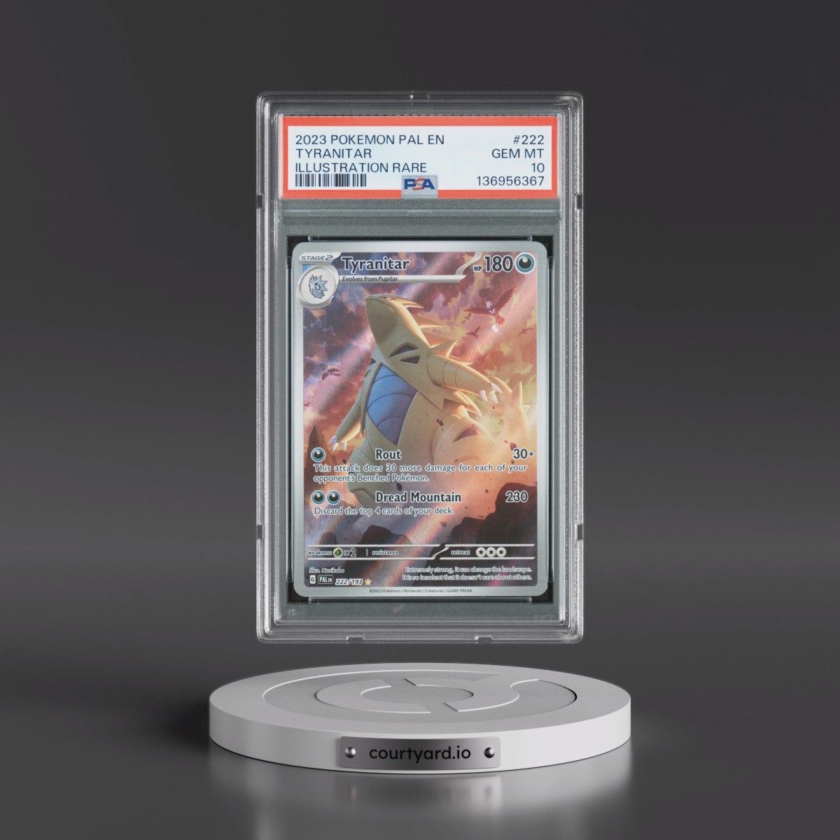 2023 Pokémon Pal EN-Paldea Evolved #222 Tyranitar - Illustration Rare (PSA 10 GEM MINT)