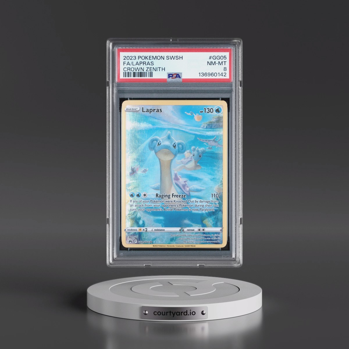 2023 Pokémon Sword and Shield Crown Zenith #GG05 Lapras - Full Art (PSA 8 NM-MT)
