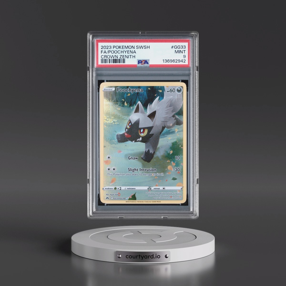 2023 Pokémon Sword and Shield Crown Zenith #GG33 Poochyena - Full Art (PSA 9 MINT)